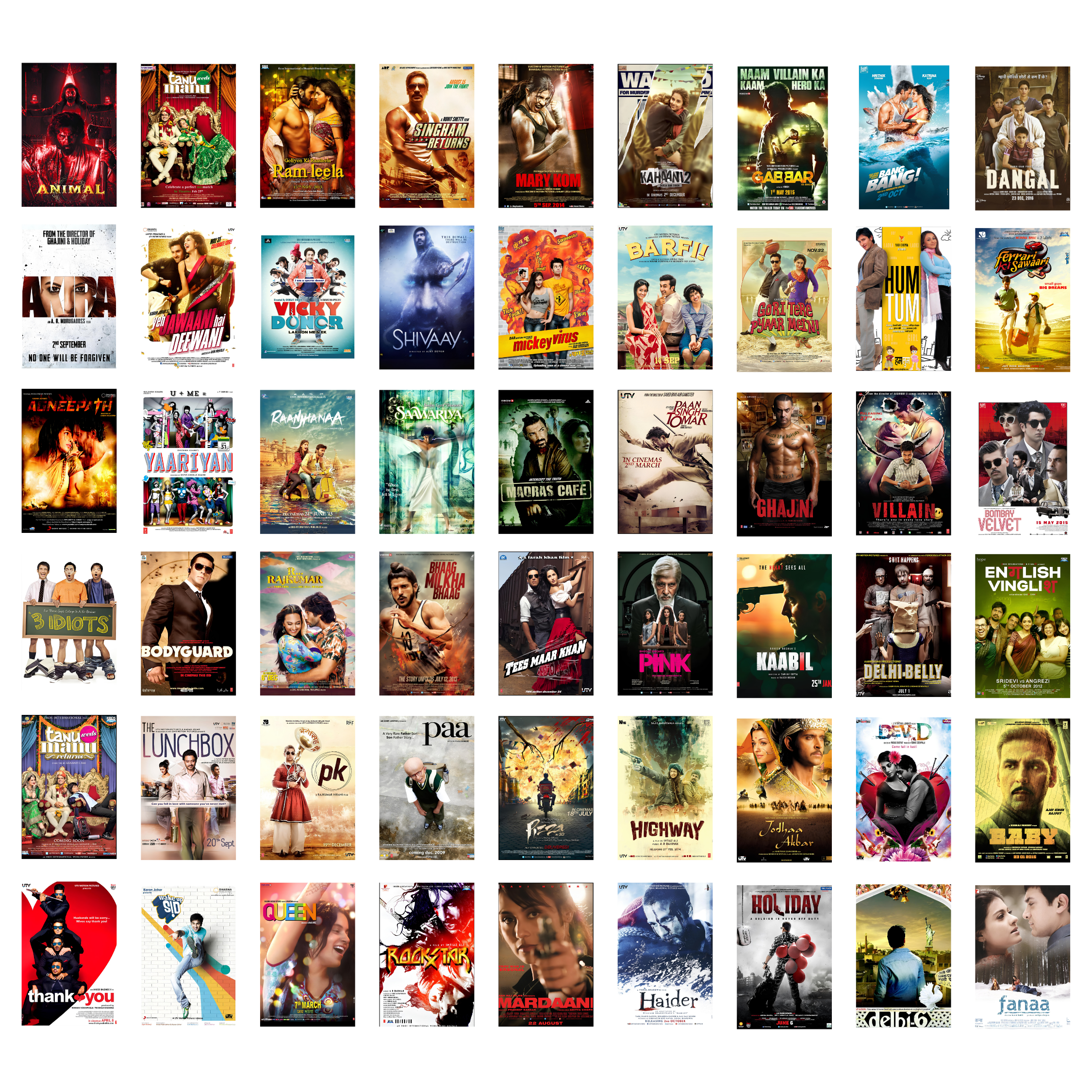 BOLLYWOOD PACK OF 54 POSTERS| EACH POSTER "4X6" INCHES