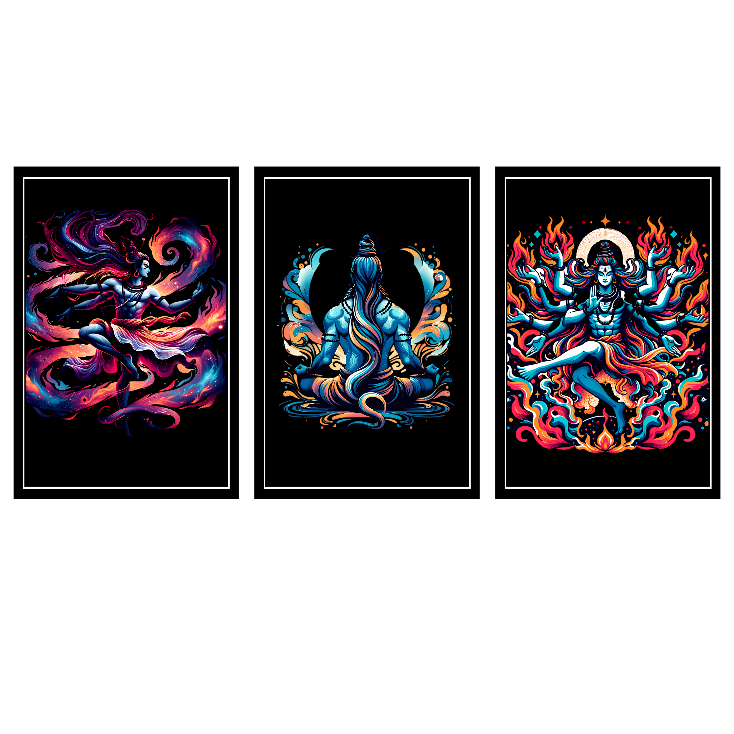 LORD SHIVA SET OF 3 FRAMES| PACK 10 | EACH FRAME "12X18" INCH