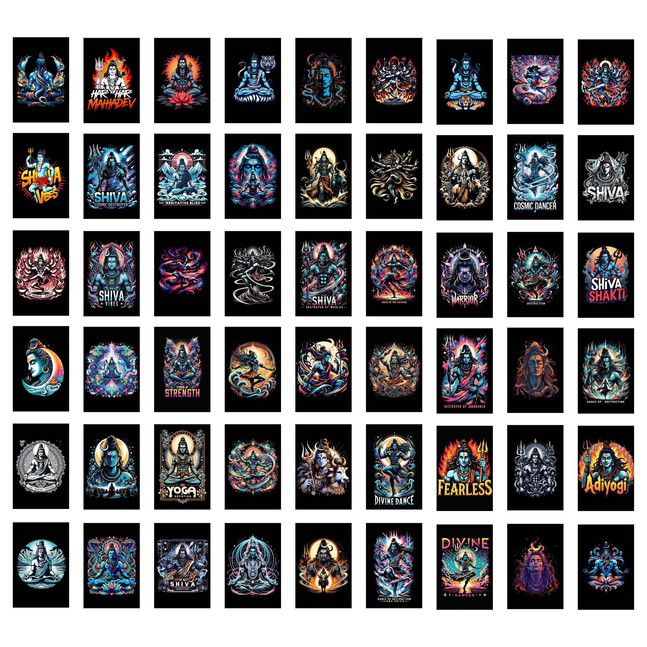 SHIVA PACK OF 54 POSTERS| EACH POSTER "4X6" INCHES