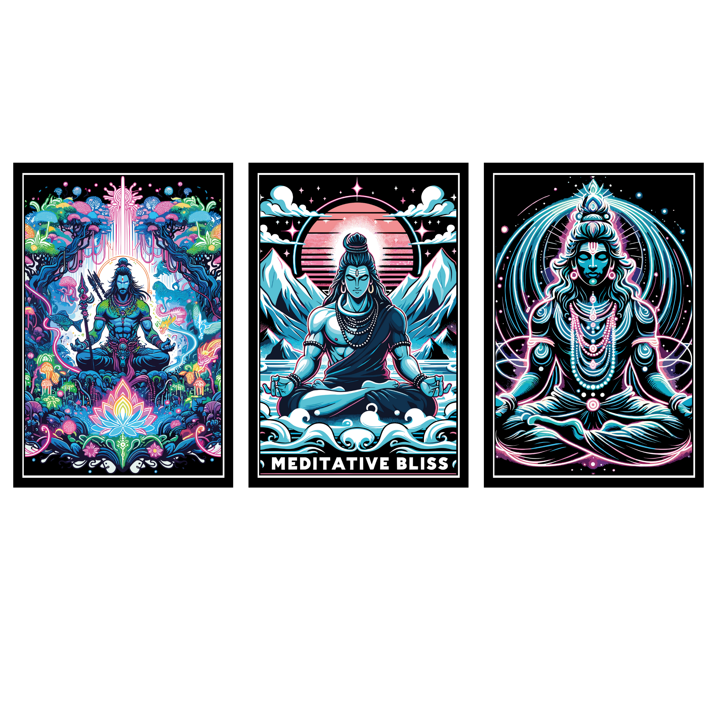 LORD SHIVA SET OF 3 FRAMES| PACK 7 | EACH FRAME "12X18" INCH