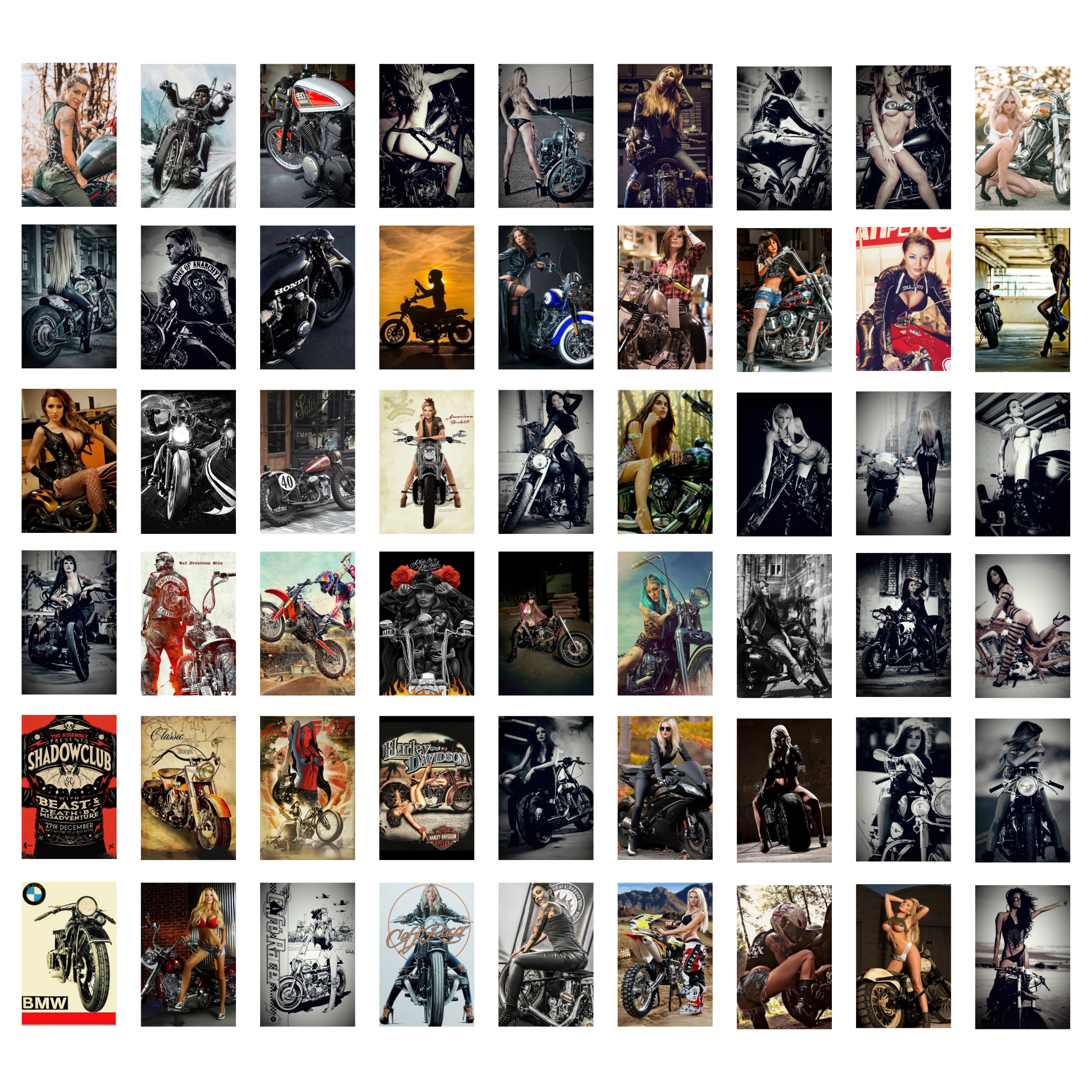 BIKES PACK 2 OF 54 POSTERS| EACH POSTER "4X6" INCHES