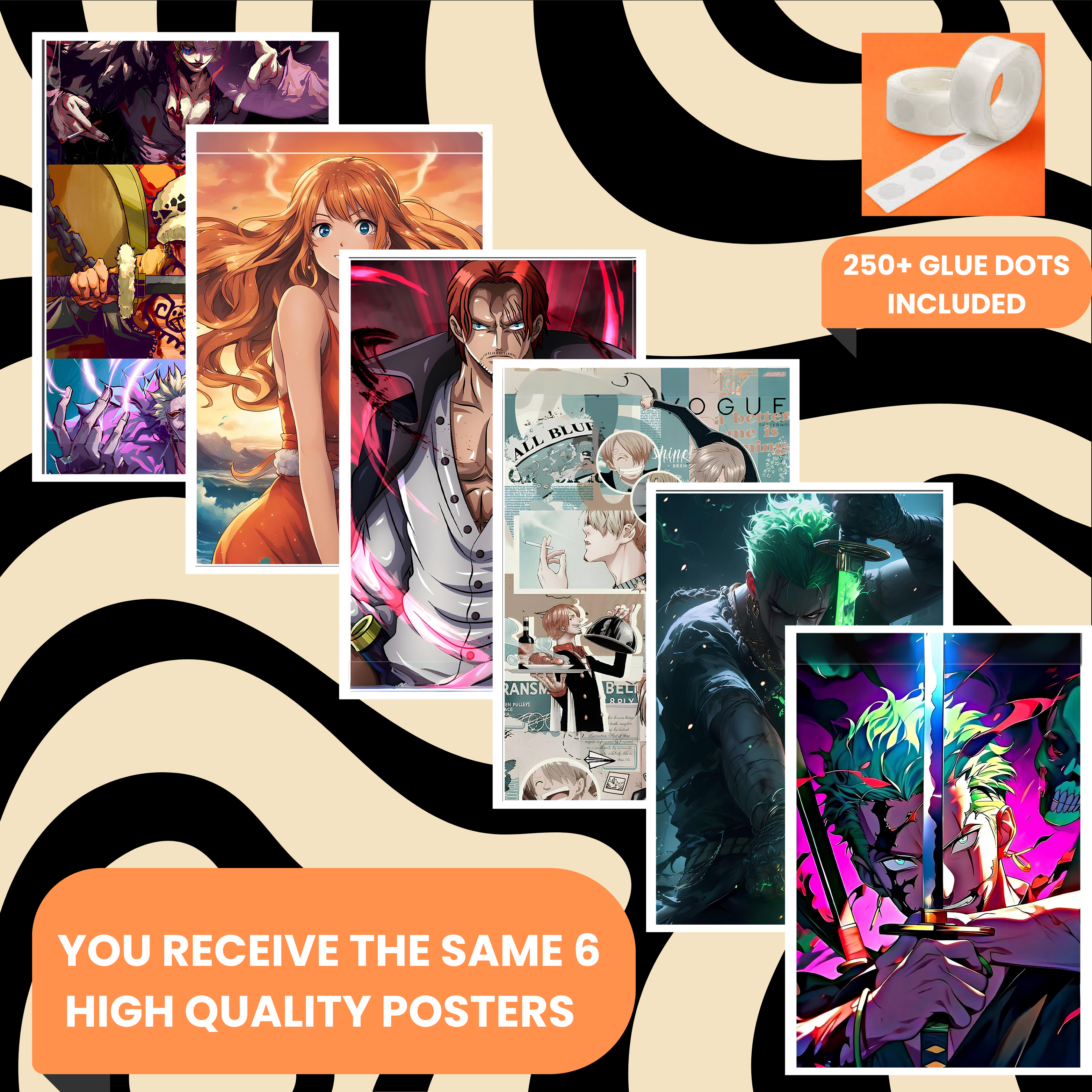 ONE PIECE PACK OF 6 POSTERS SET 3