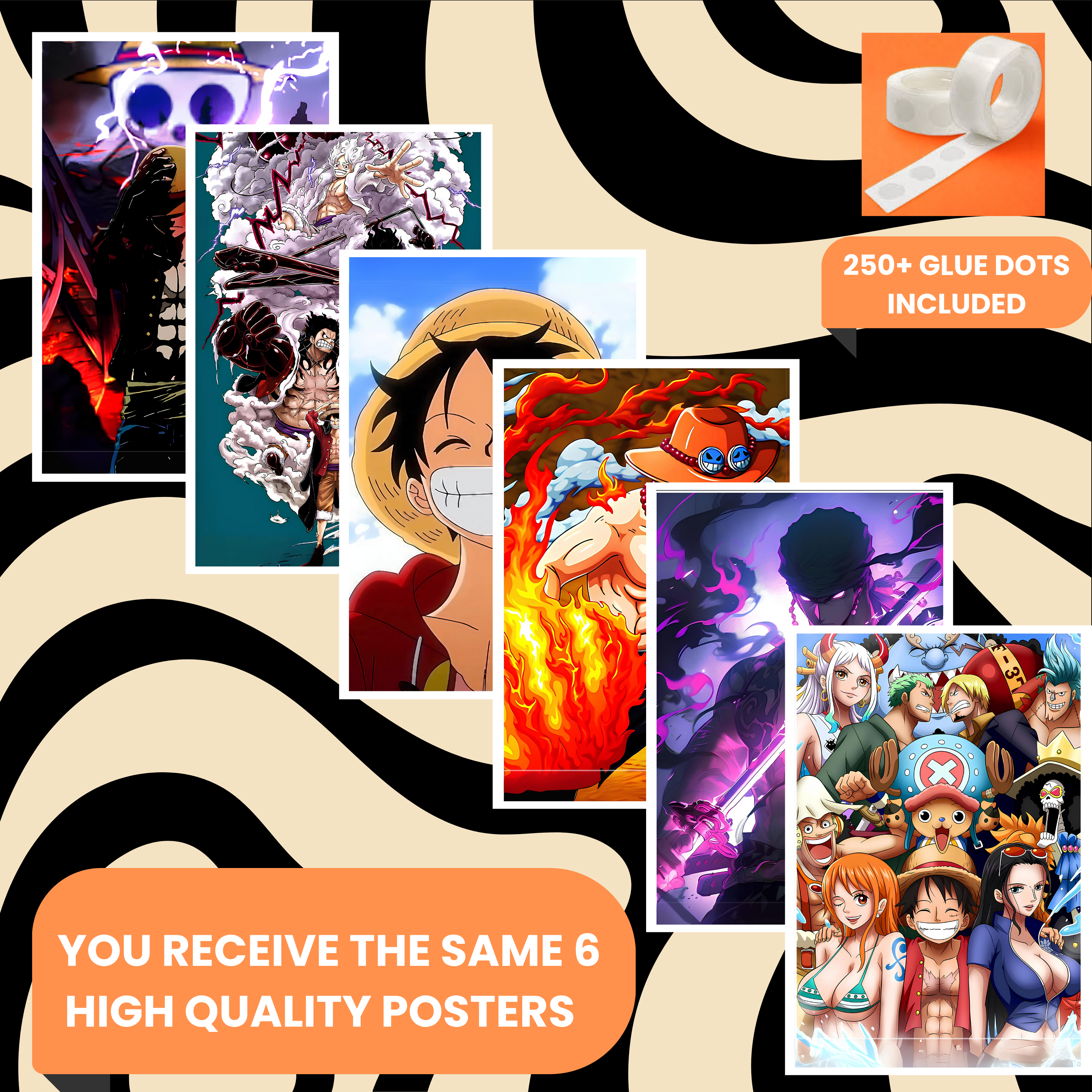 ONE PIECE PACK OF 6 POSTERS SET 2