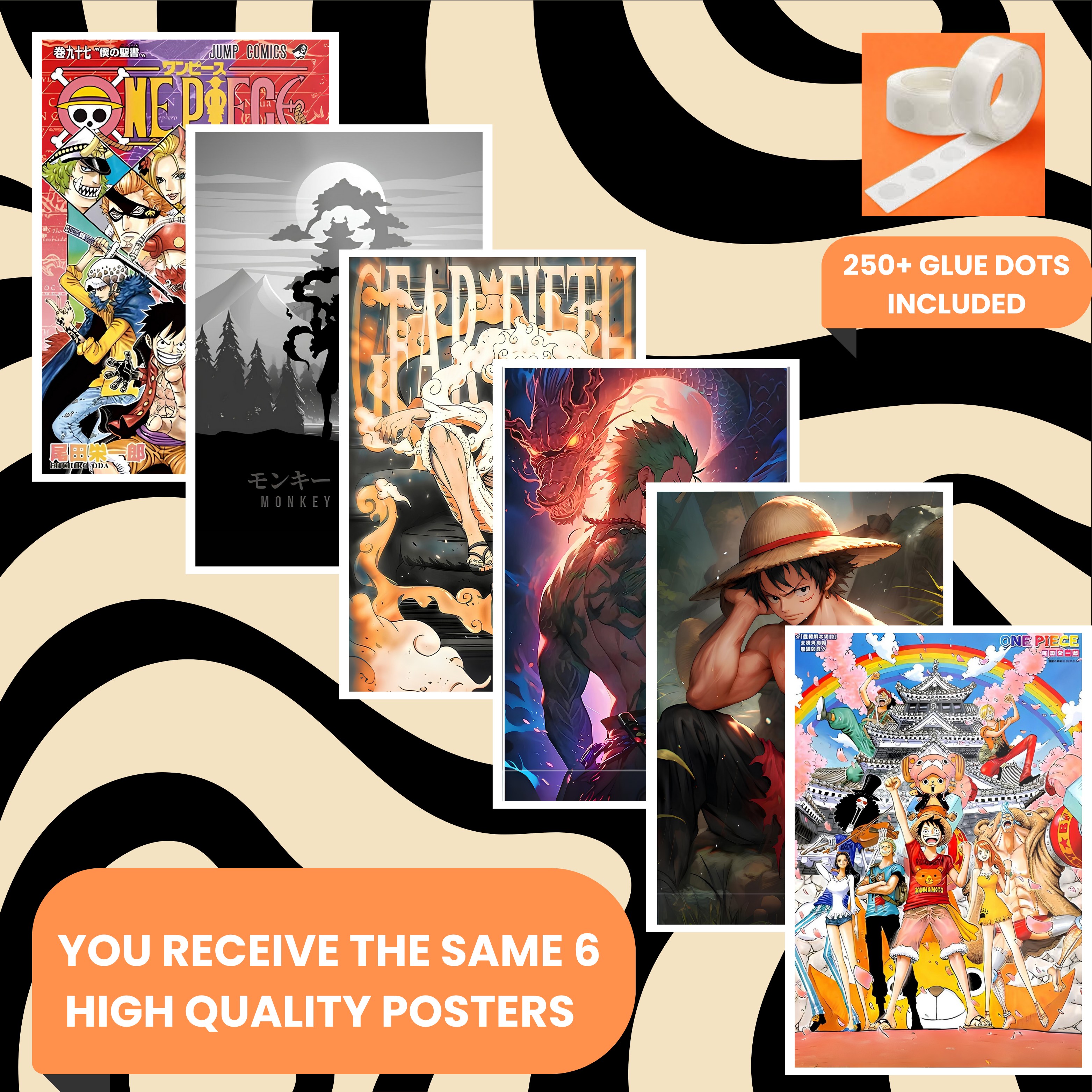 ONE PIECE PACK OF 6 POSTERS SET 4