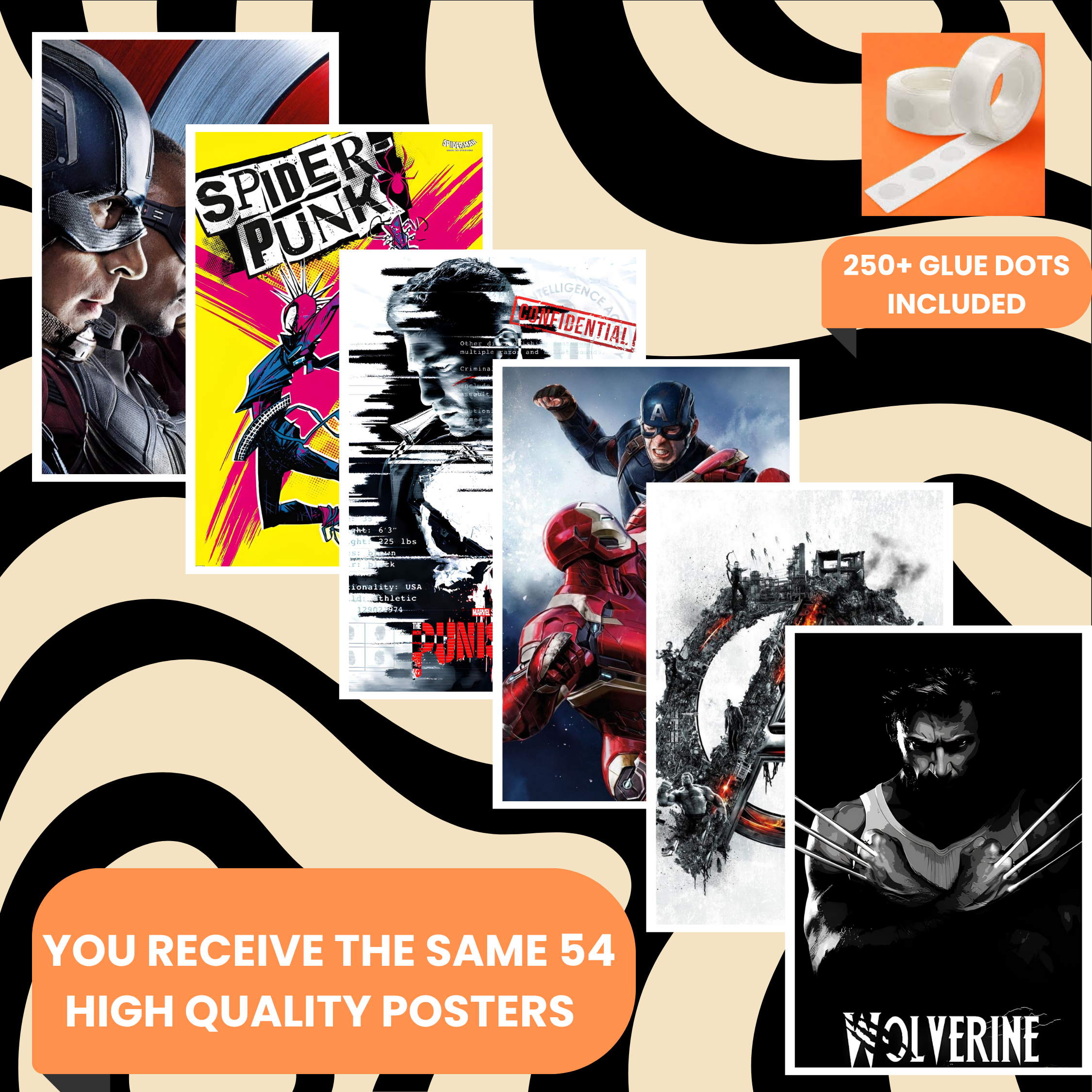MARVEL SUPERHEROES PACK OF 54 POSTERS| EACH POSTER "4X6" INCHES