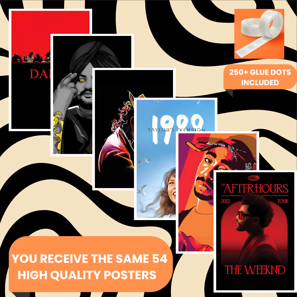 MUSIC ALBUMS AND ARTIST PACK OF 54 POSTERS| EACH POSTER "4X6 INCH"