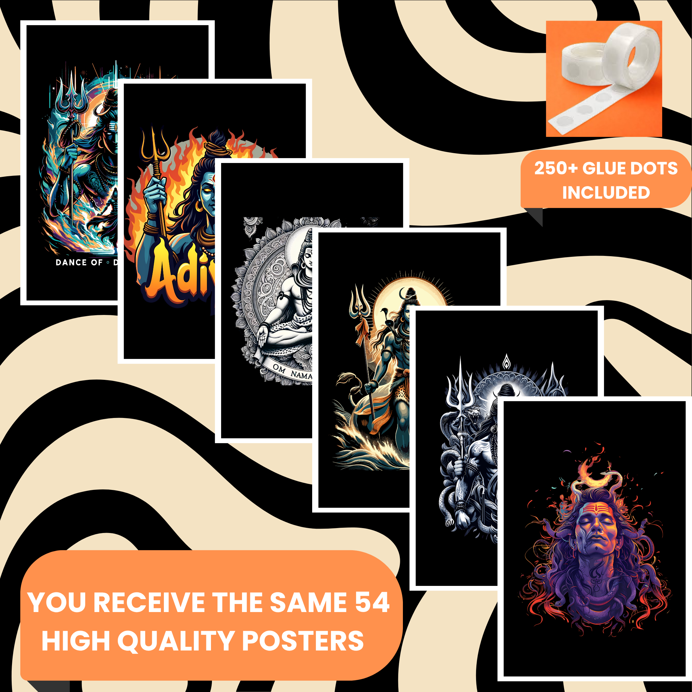 SHIVA PACK OF 54 POSTERS| EACH POSTER "4X6" INCHES