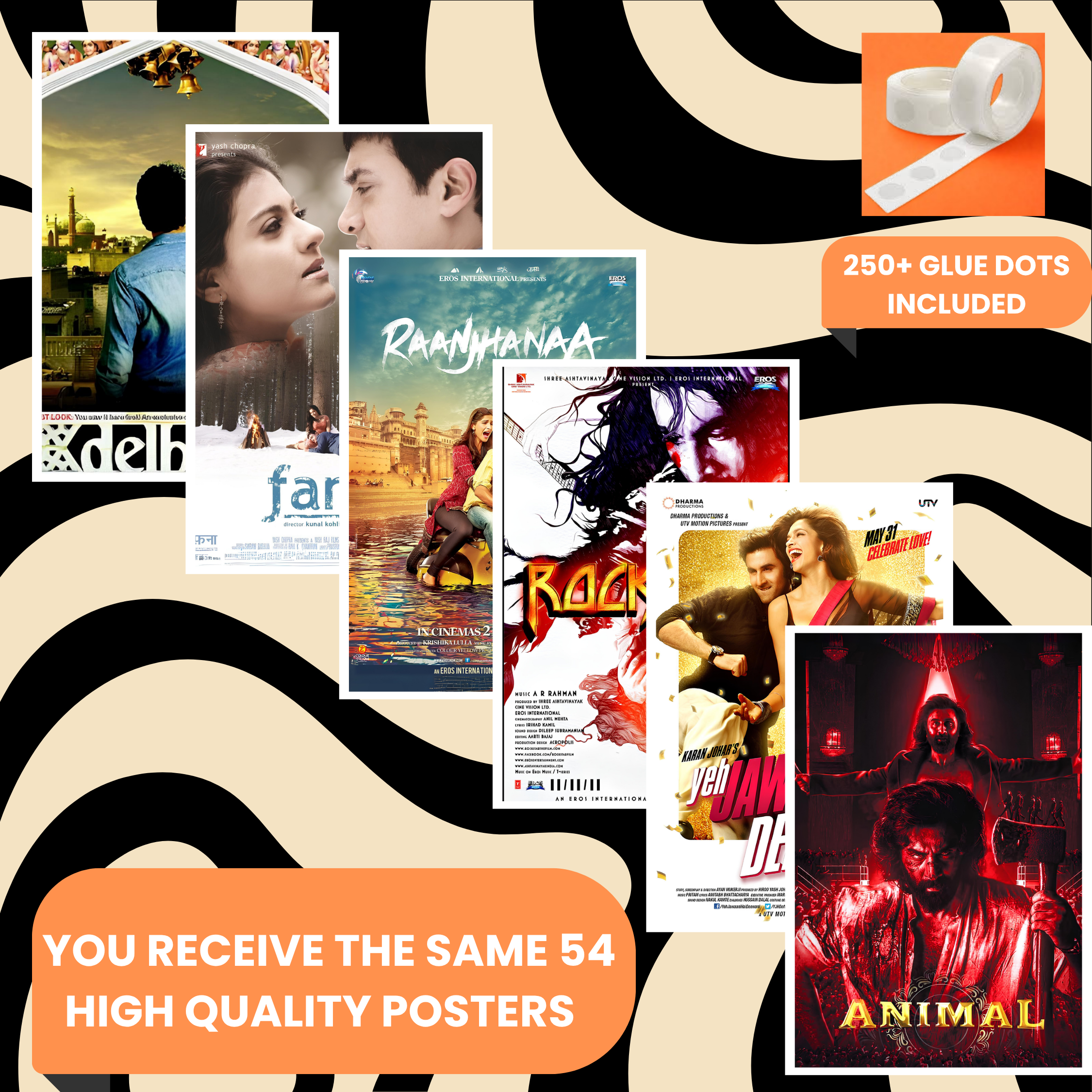 BOLLYWOOD PACK OF 54 POSTERS| EACH POSTER "4X6" INCHES