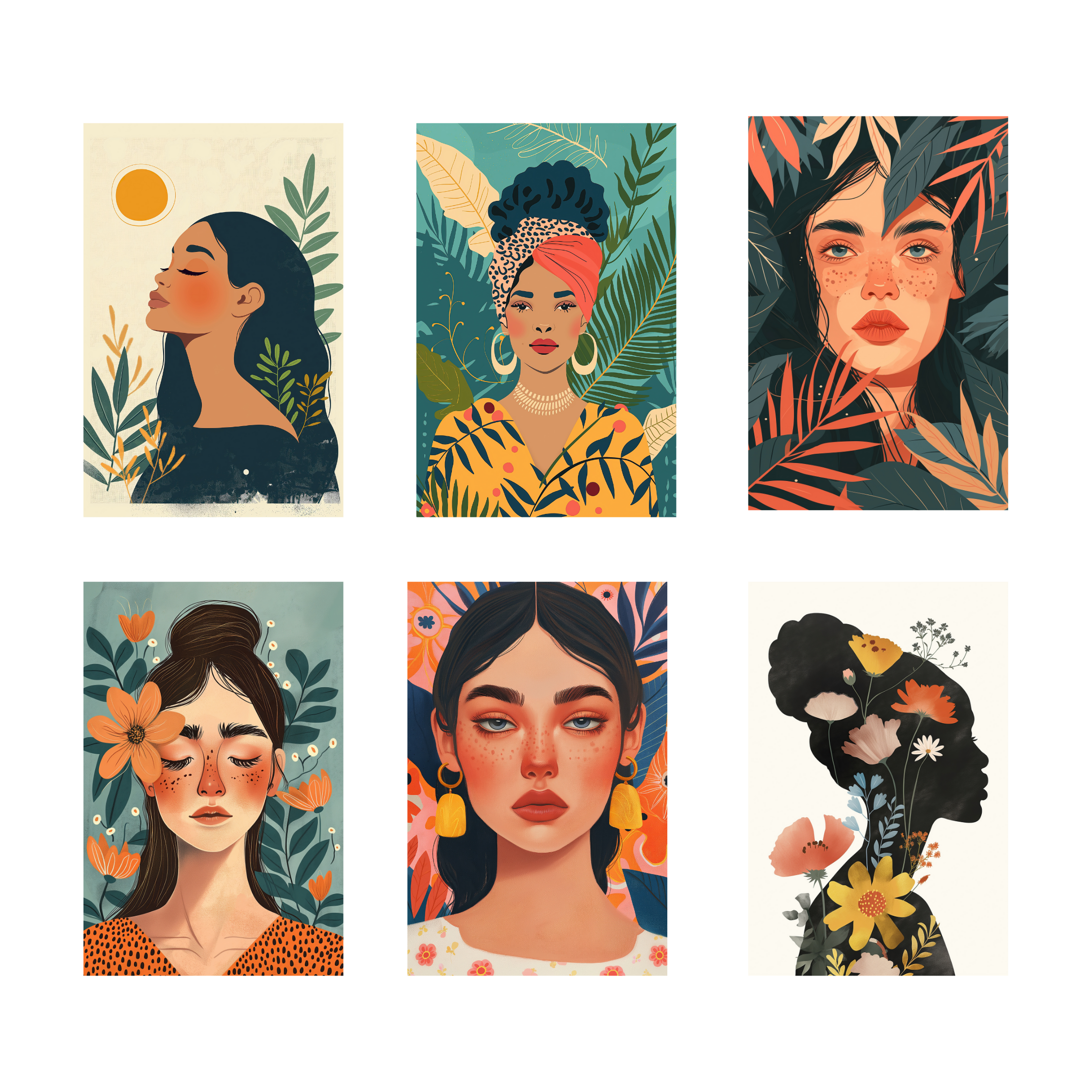 BOHO GIRLS  PACK OF 6 POSTERS SET 3