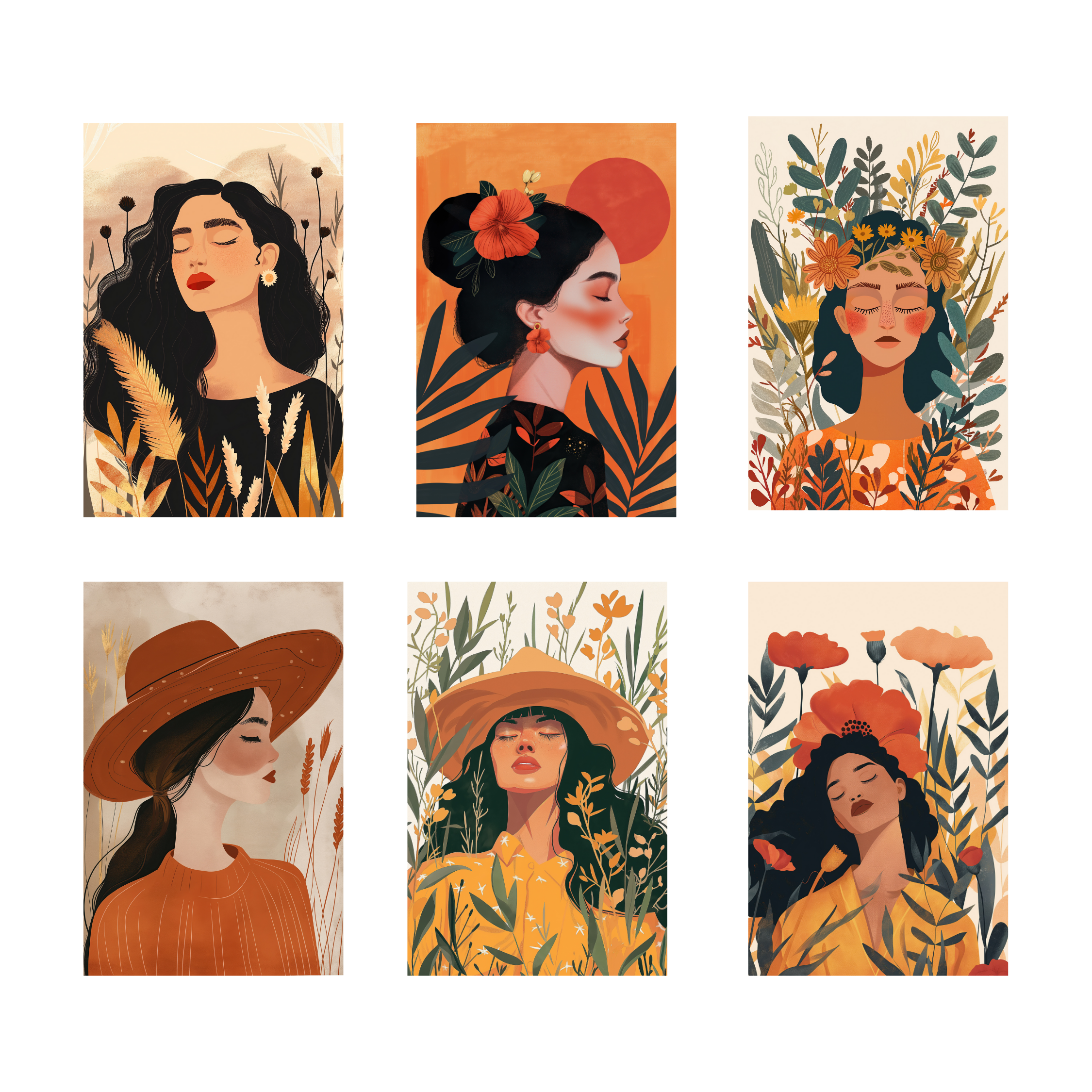 BOHO GIRLS  PACK OF 6 POSTERS SET 11