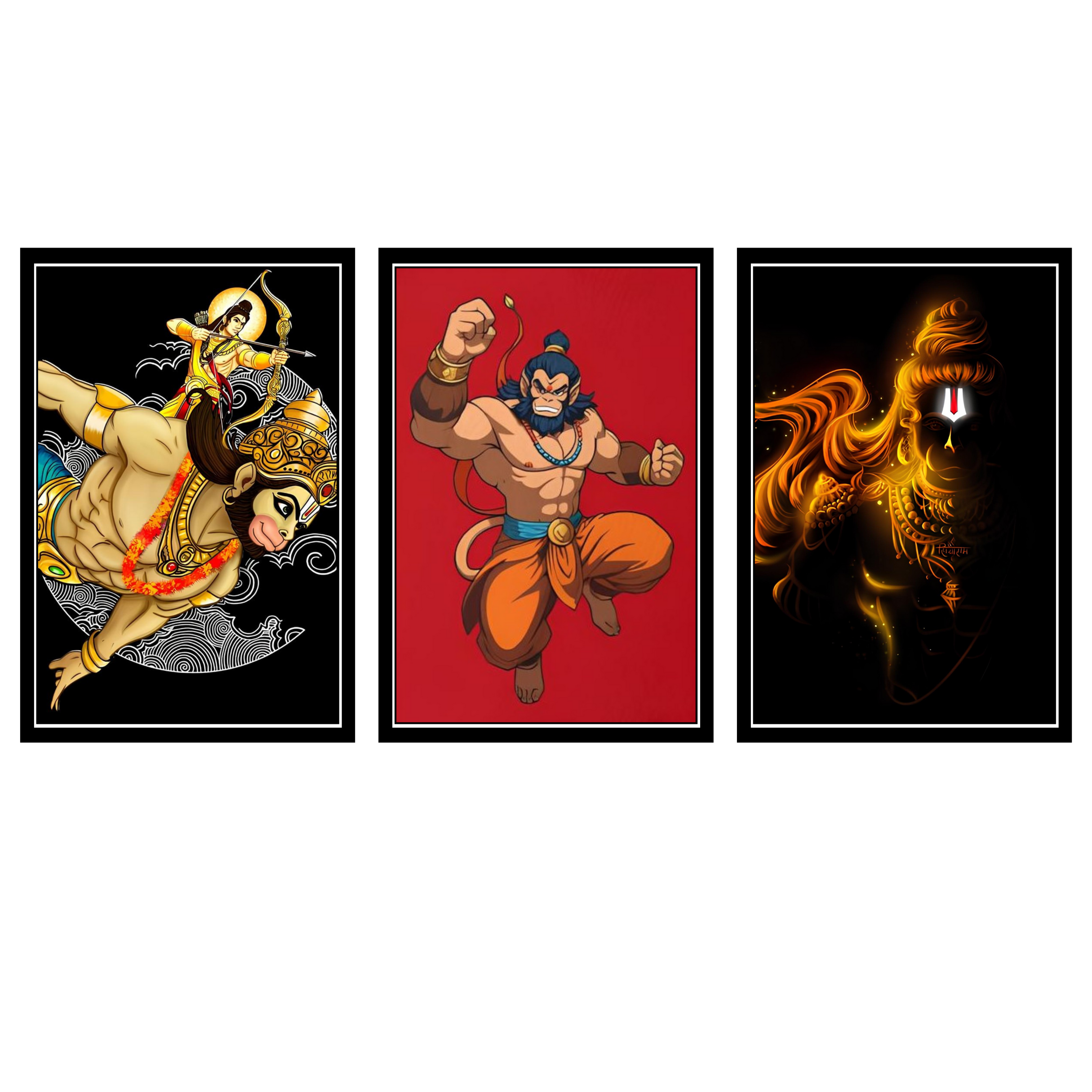 HANUMAN JI  SET OF 3 FRAMES| PACK 1 | EACH FRAME "12X18" INCH