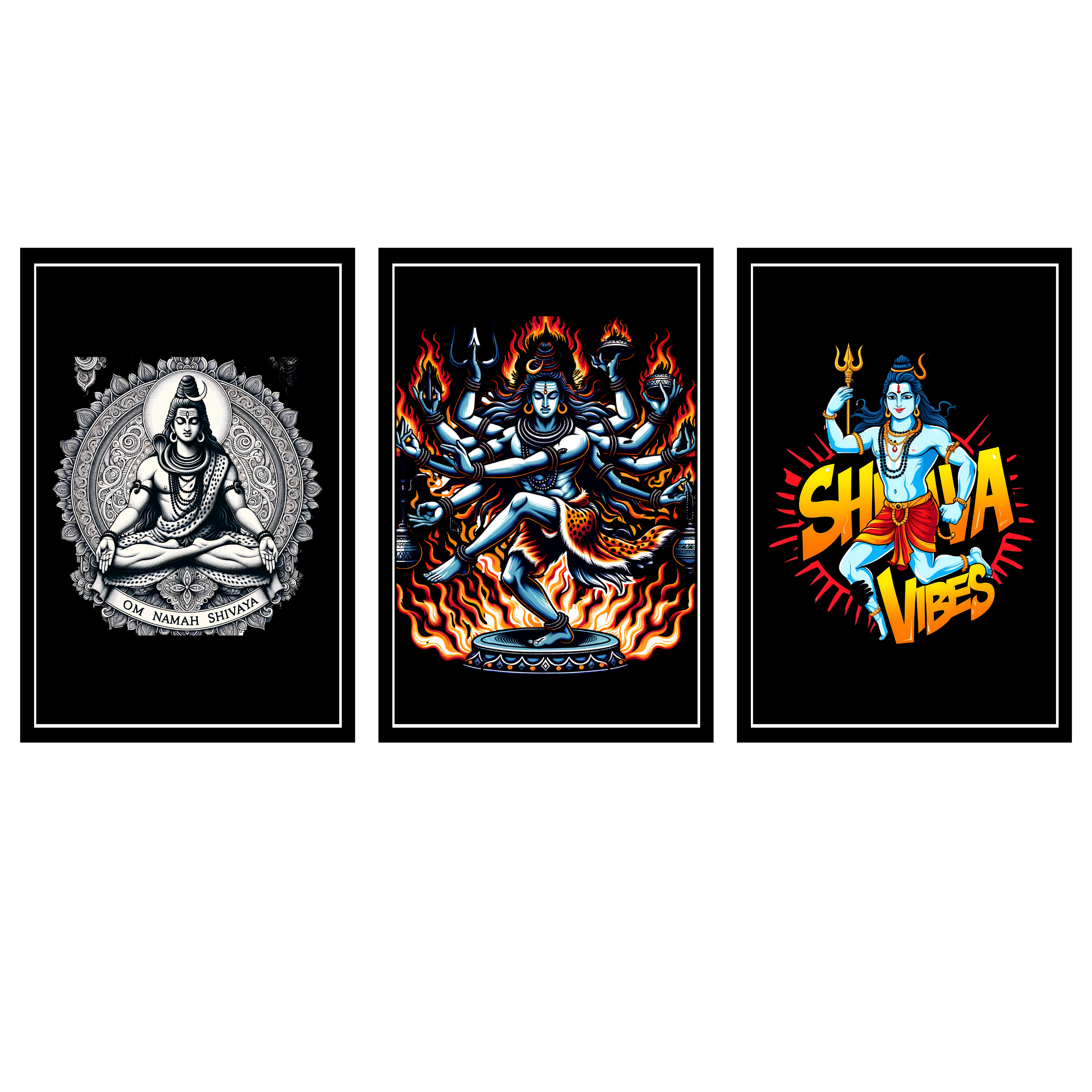 LORD SHIVA SET OF 3 FRAMES| PACK 12 | EACH FRAME "12X18" INCH