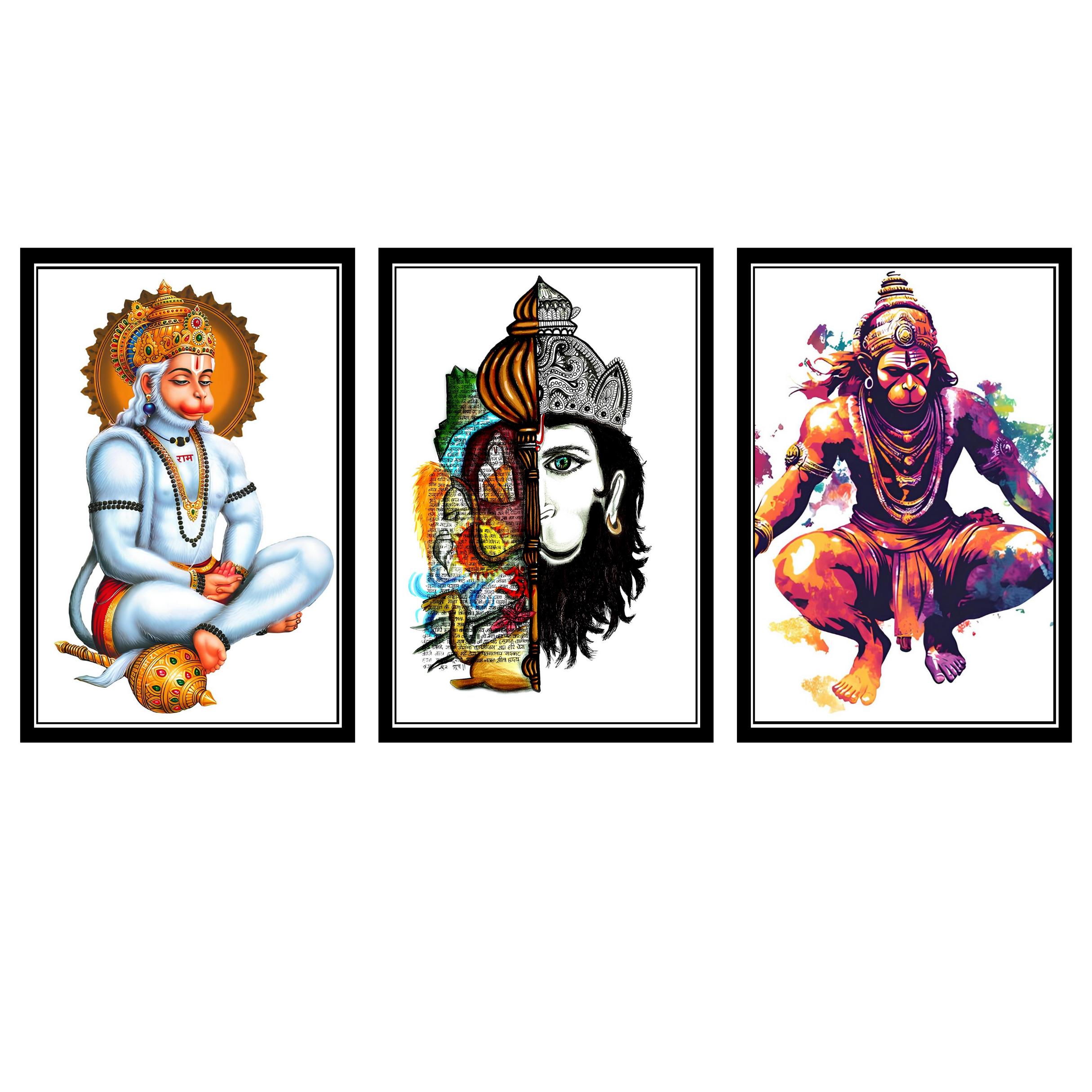 HANUMAN JI  SET OF 3 FRAMES| PACK 10 | EACH FRAME "12X18" INCH