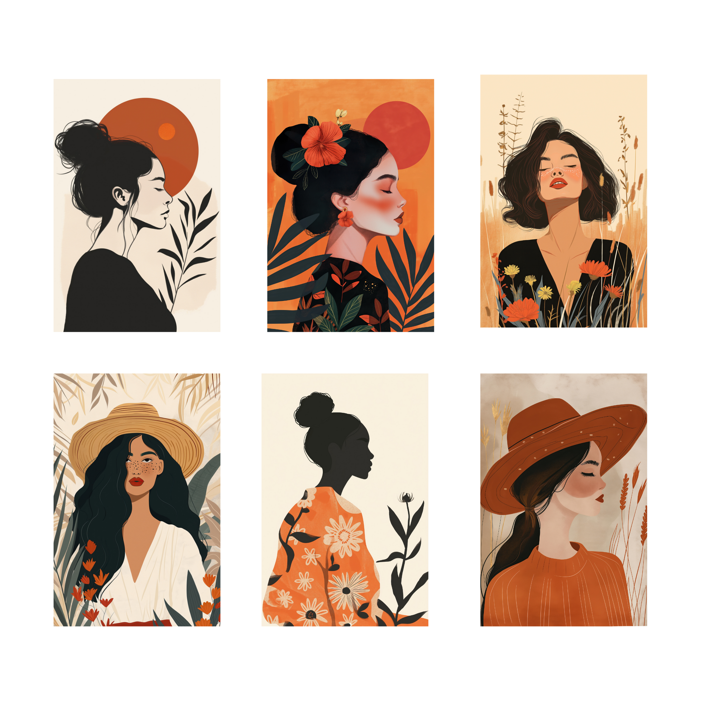BOHO GIRLS  PACK OF 6 POSTERS SET 4