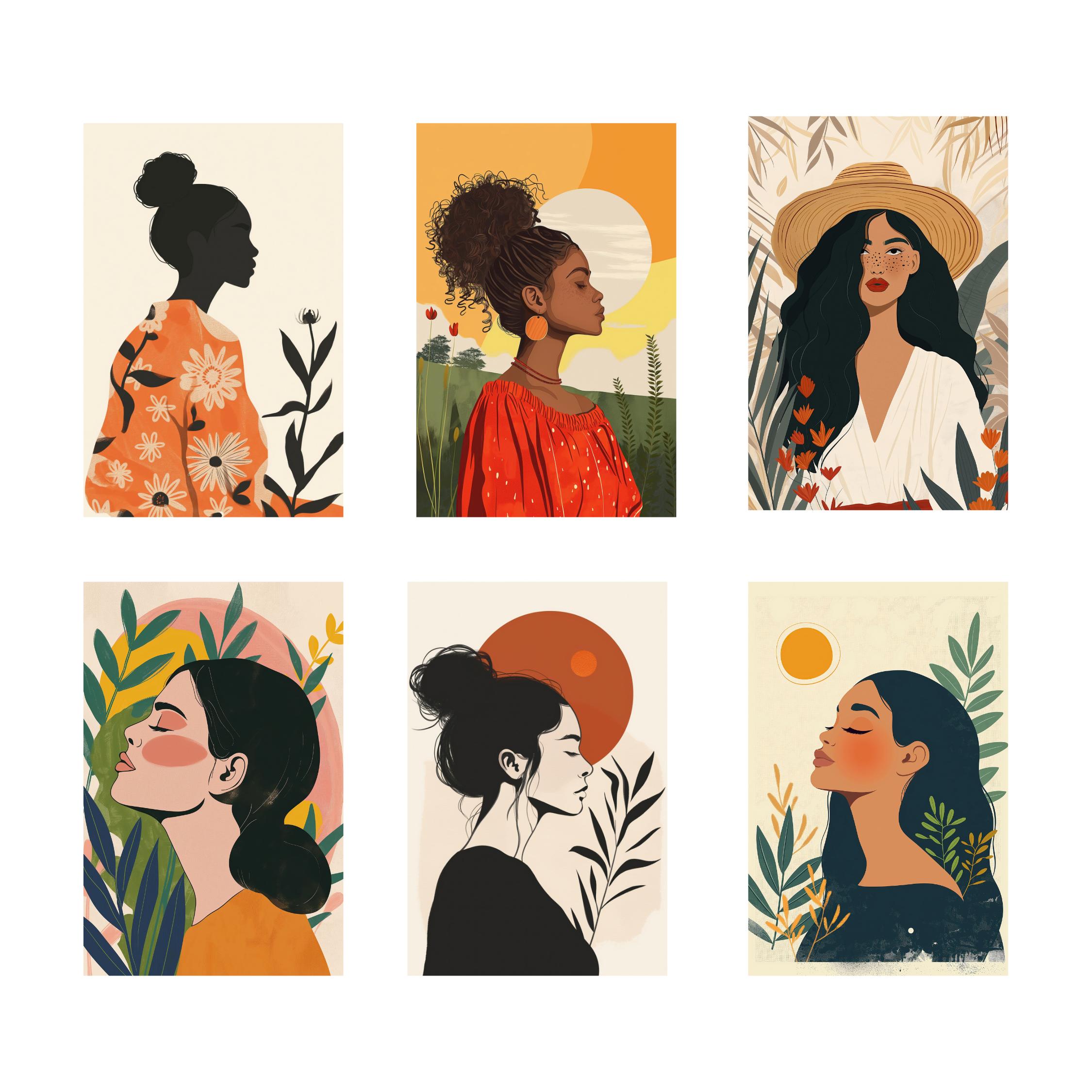 BOHO GIRLS  PACK OF 6 POSTERS SET 10