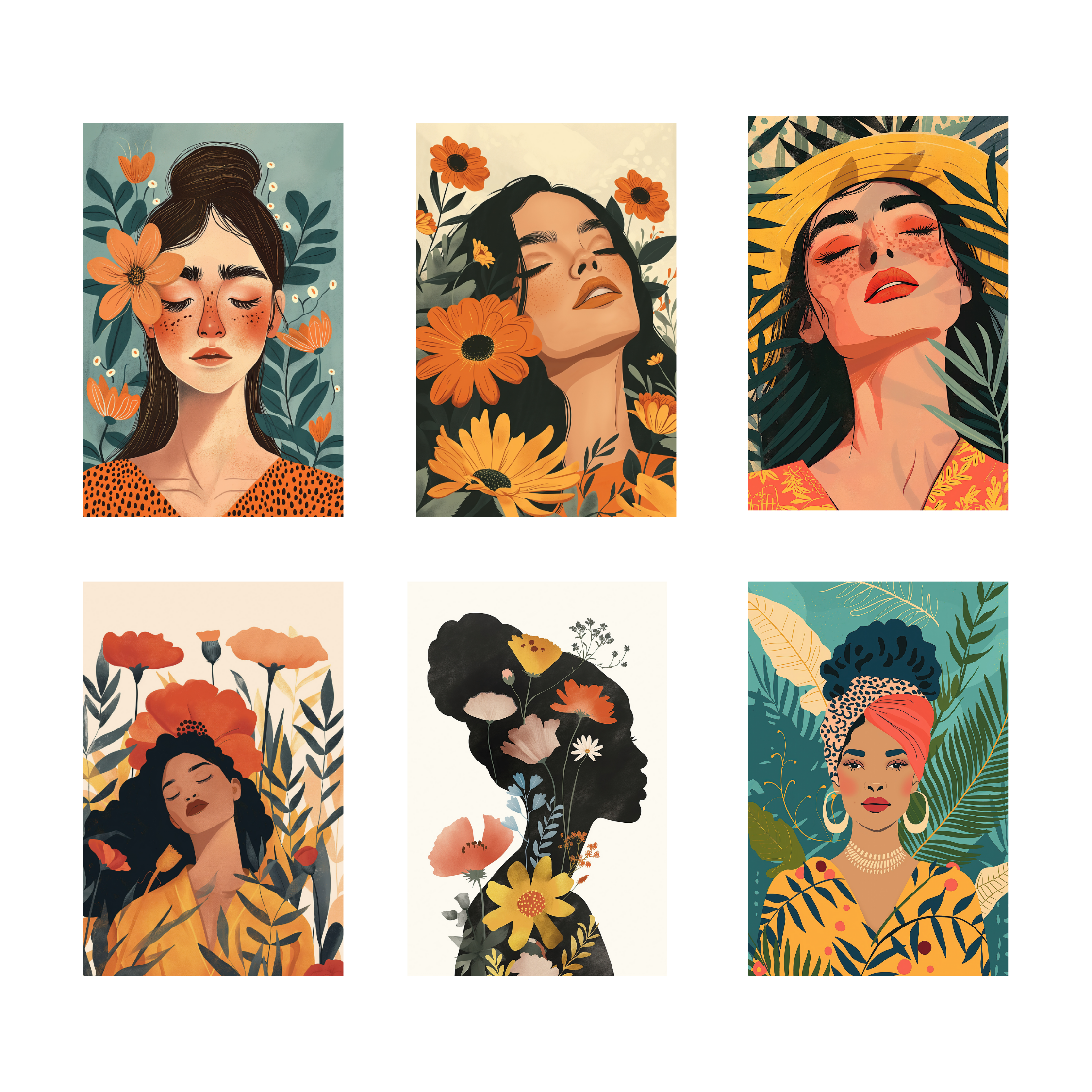 BOHO GIRLS  PACK OF 6 POSTERS SET 12