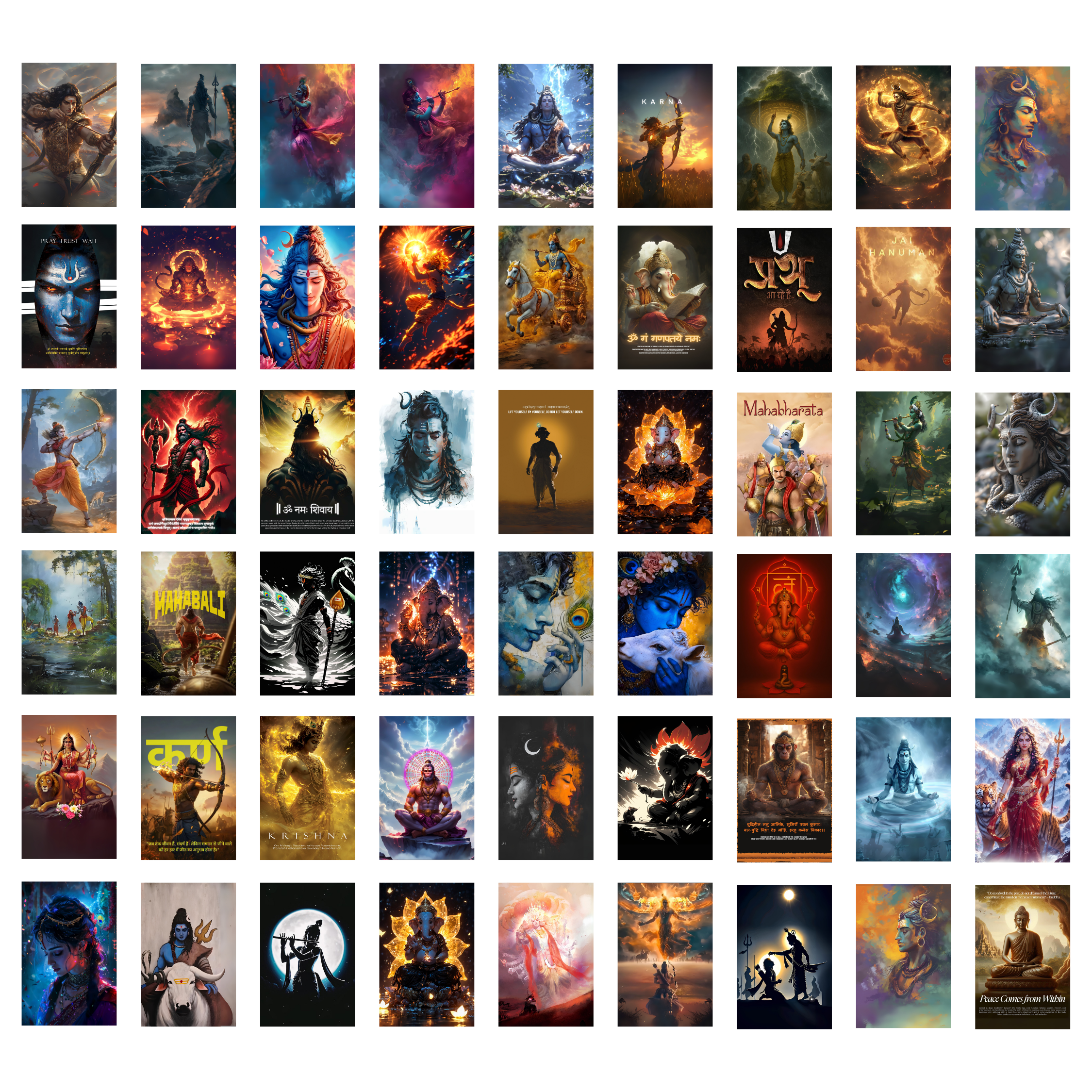 INDIAN GODS PACK OF 54 POSTERS| EACH POSTER "4X6" INCHES