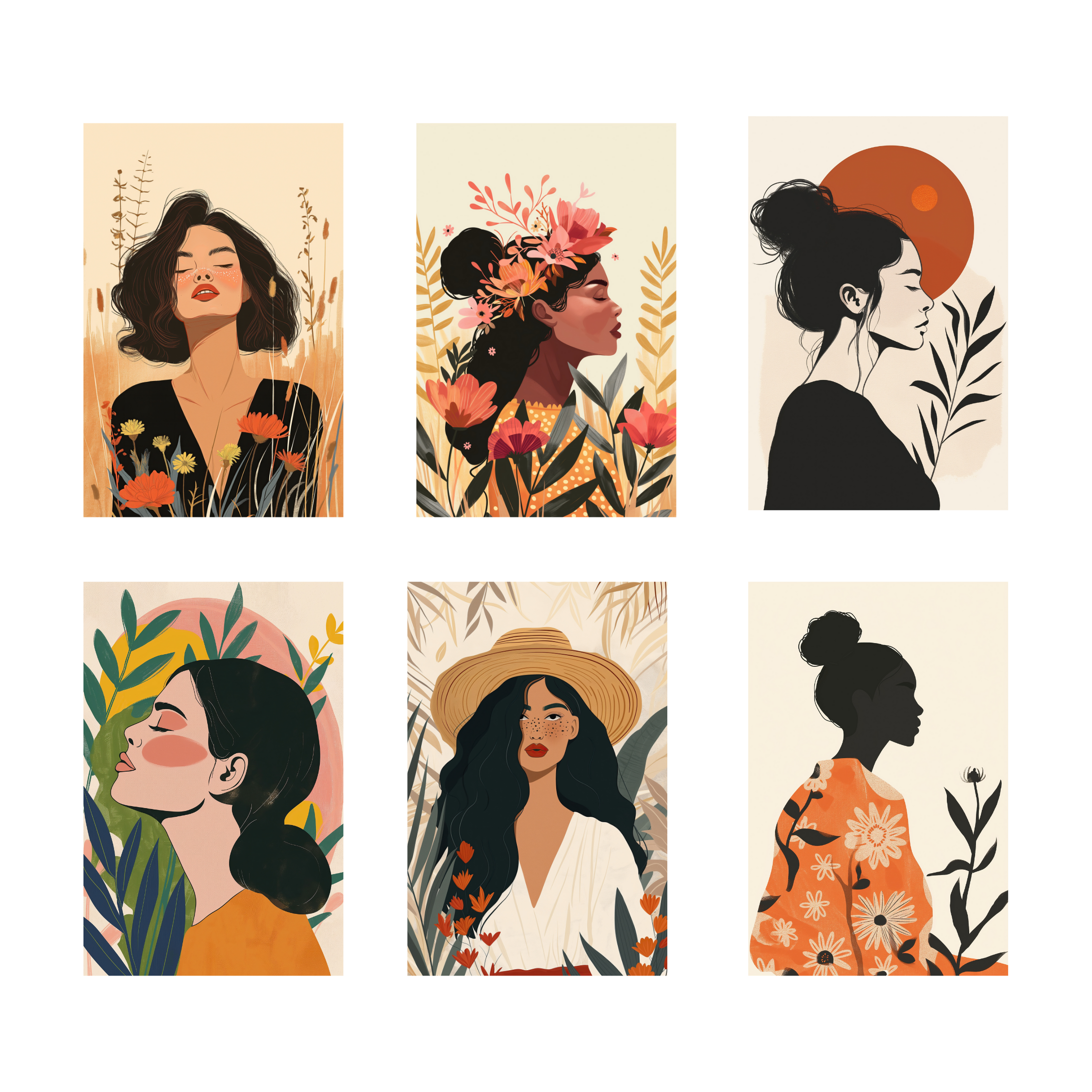 BOHO GIRLS  PACK OF 6 POSTERS SET 13