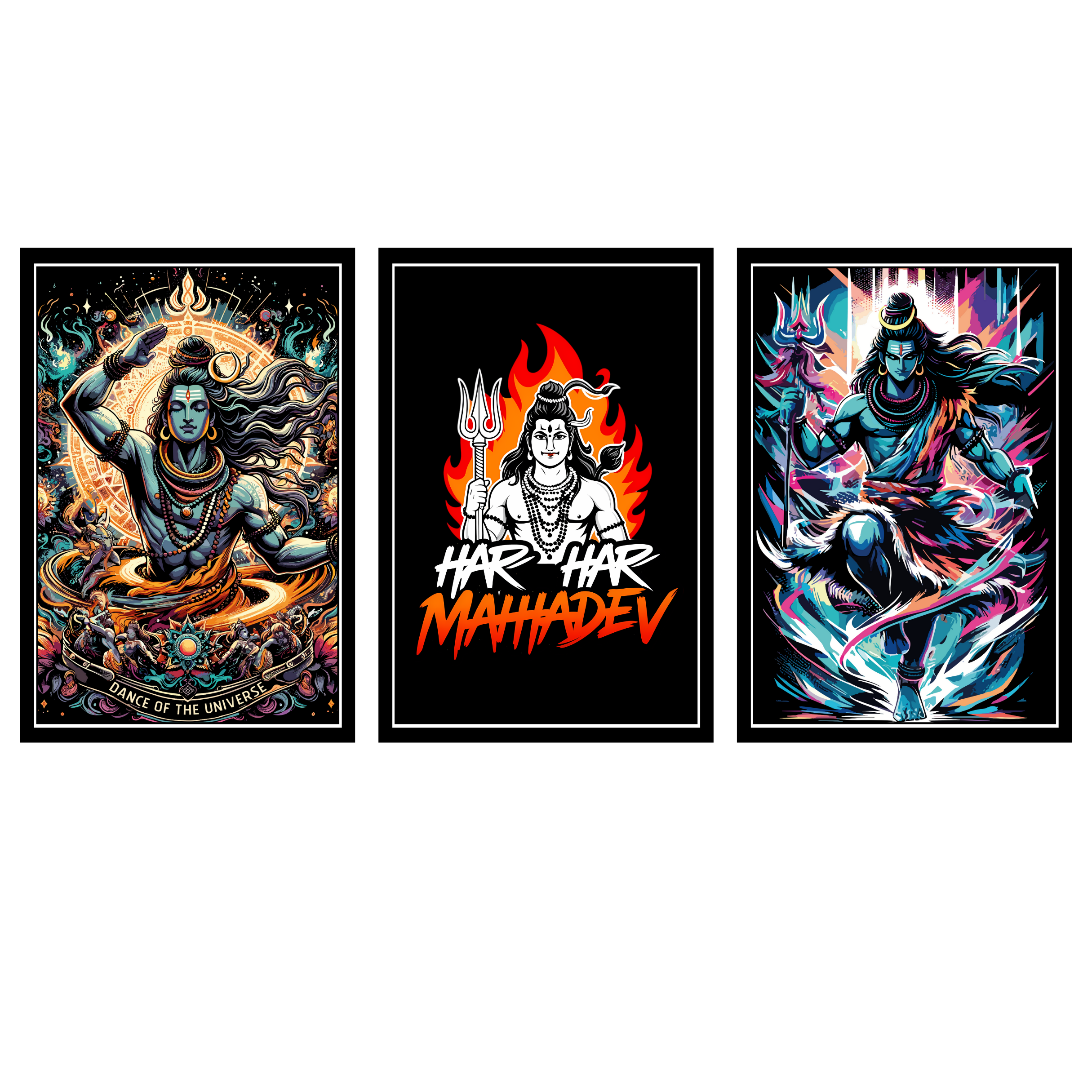 LORD SHIVA SET OF 3 FRAMES| PACK 3 | EACH FRAME "12X18" INCH