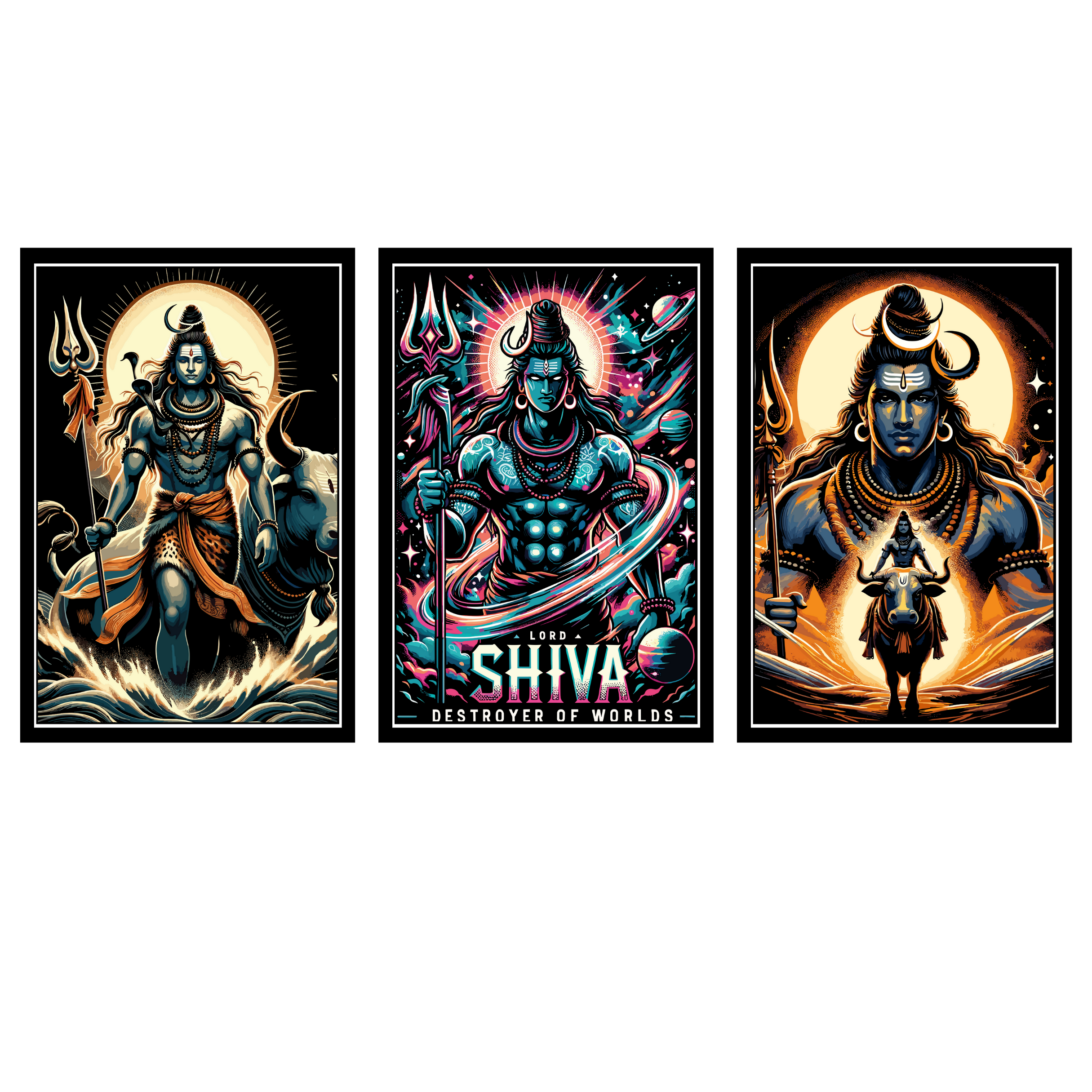 LORD SHIVA SET OF 3 FRAMES| PACK 6 | EACH FRAME "12X18" INCH