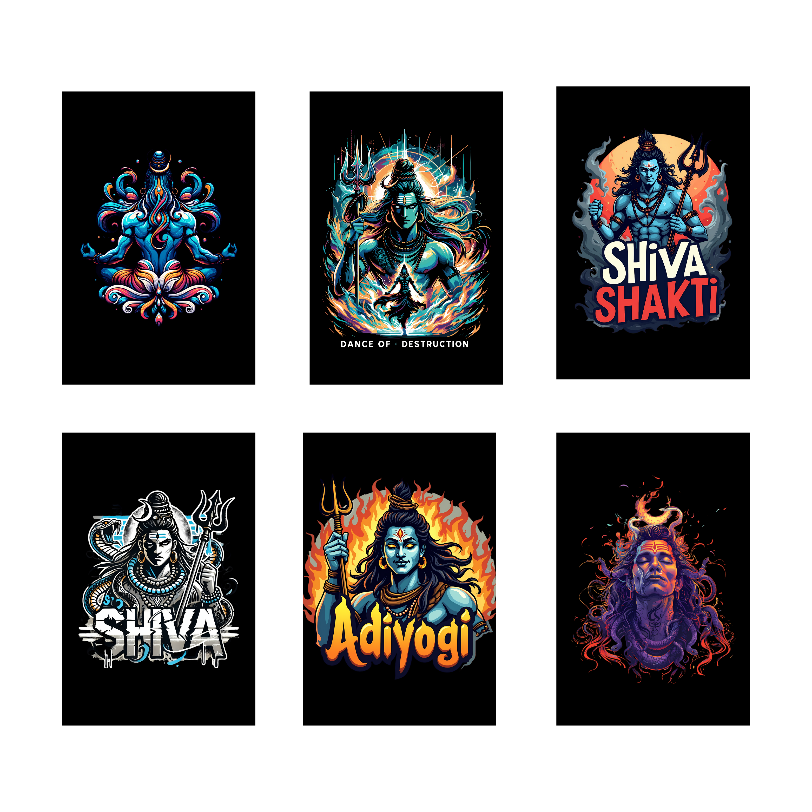 SHIVA PACK OF 6 POSTERS SET 9
