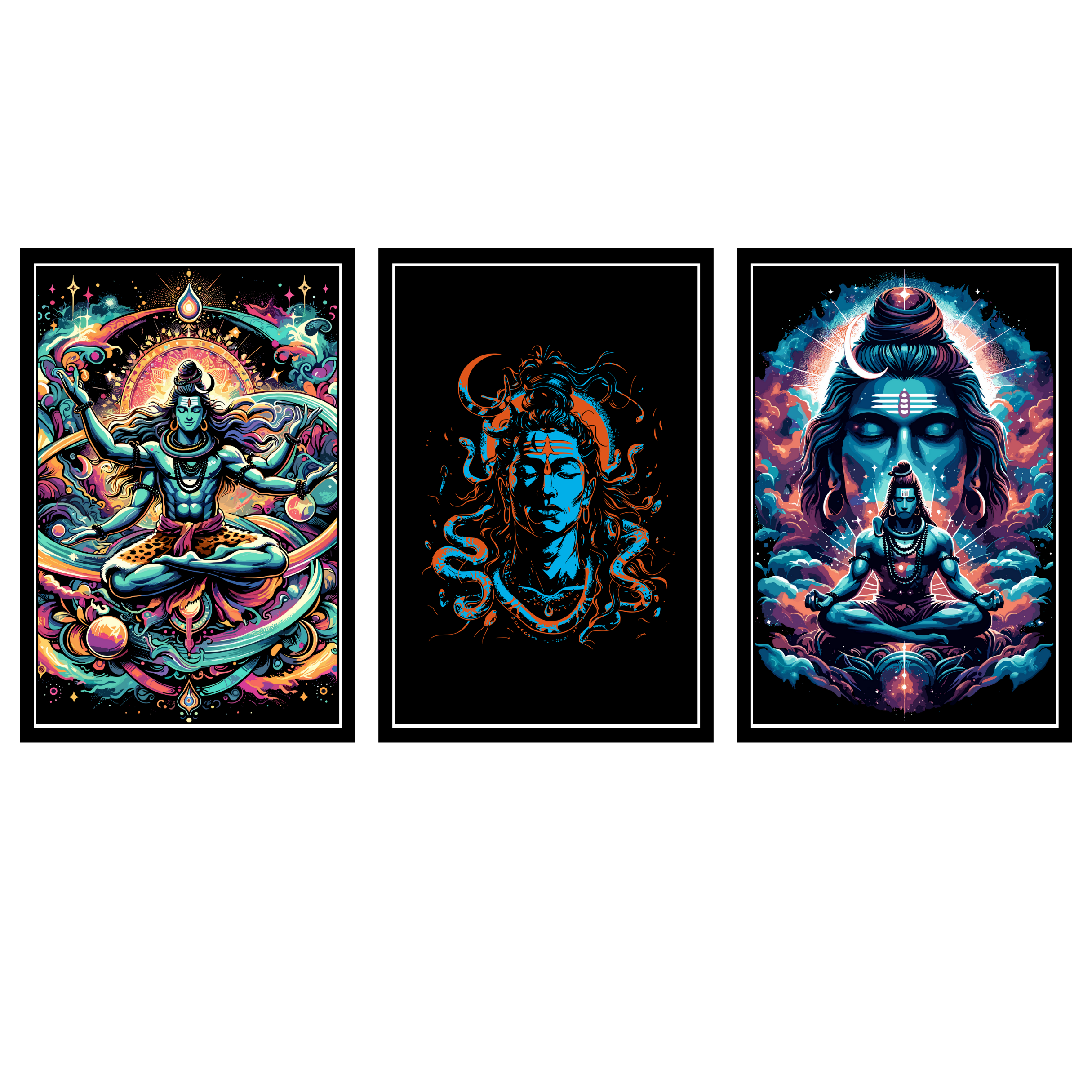 LORD SHIVA SET OF 3 FRAMES| PACK 5 | EACH FRAME "12X18" INCH