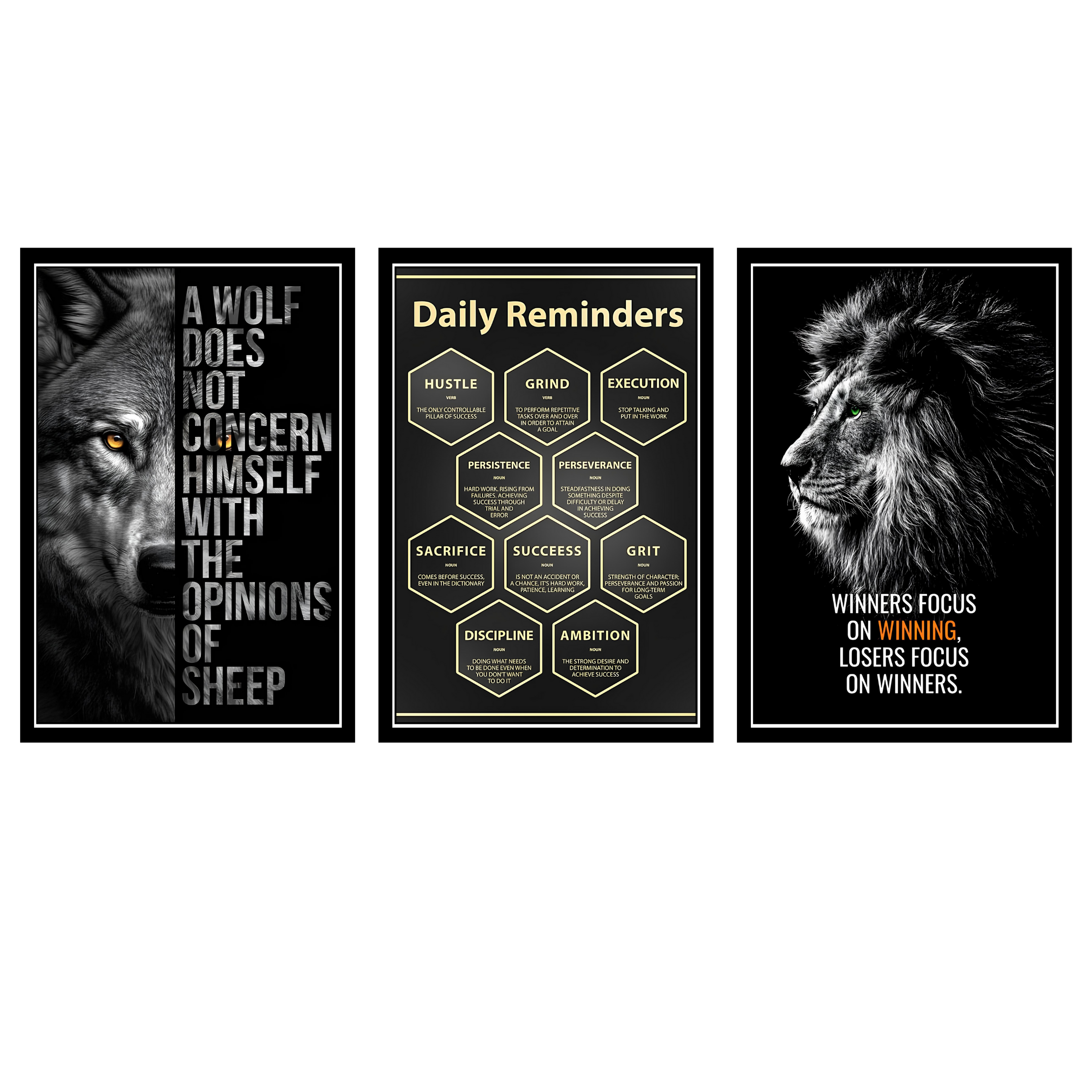 MOTIVITIONAL SET OF 3 FRAMES| PACK 4 | EACH FRAME "12X18" INCH