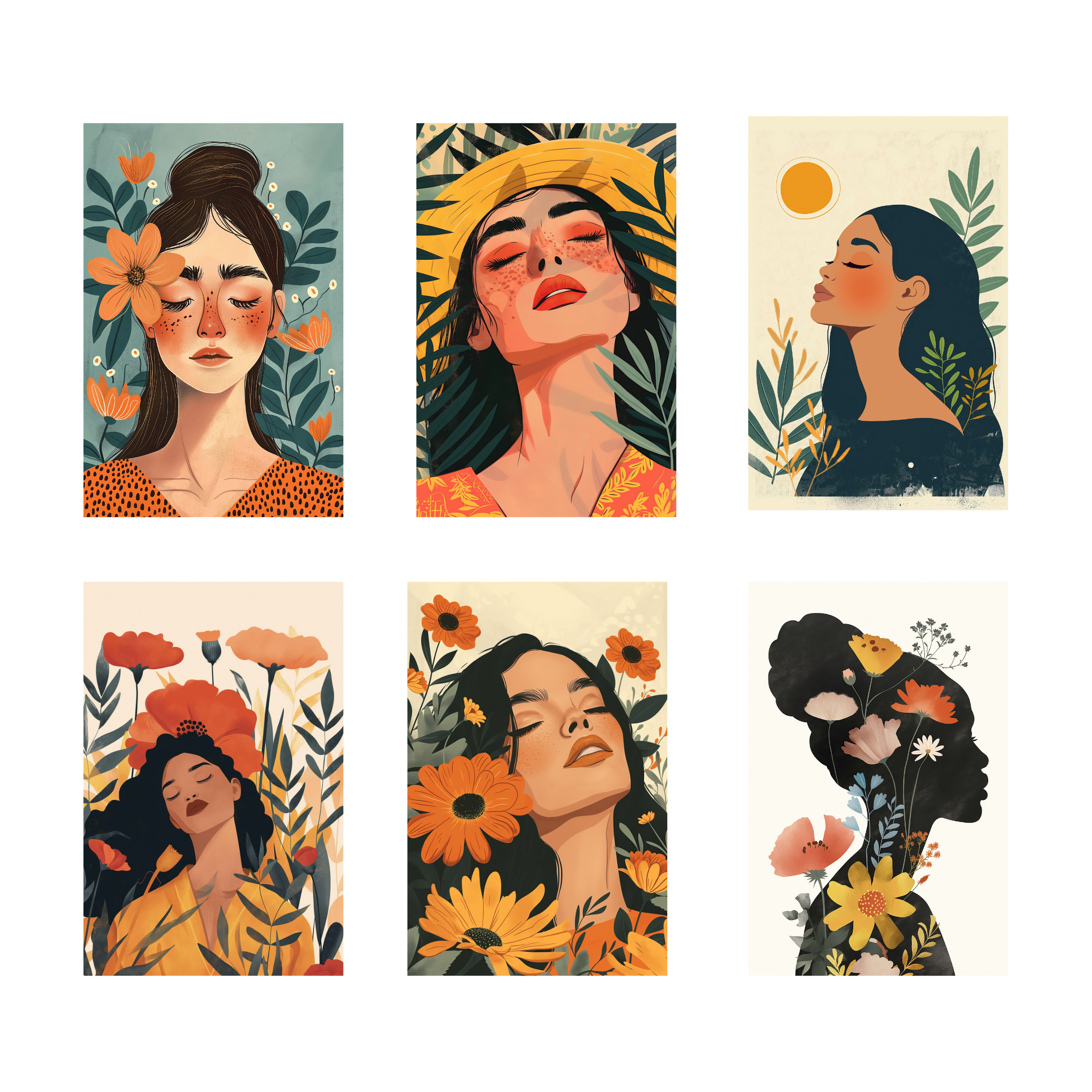 BOHO GIRLS  PACK OF 6 POSTERS SET 5