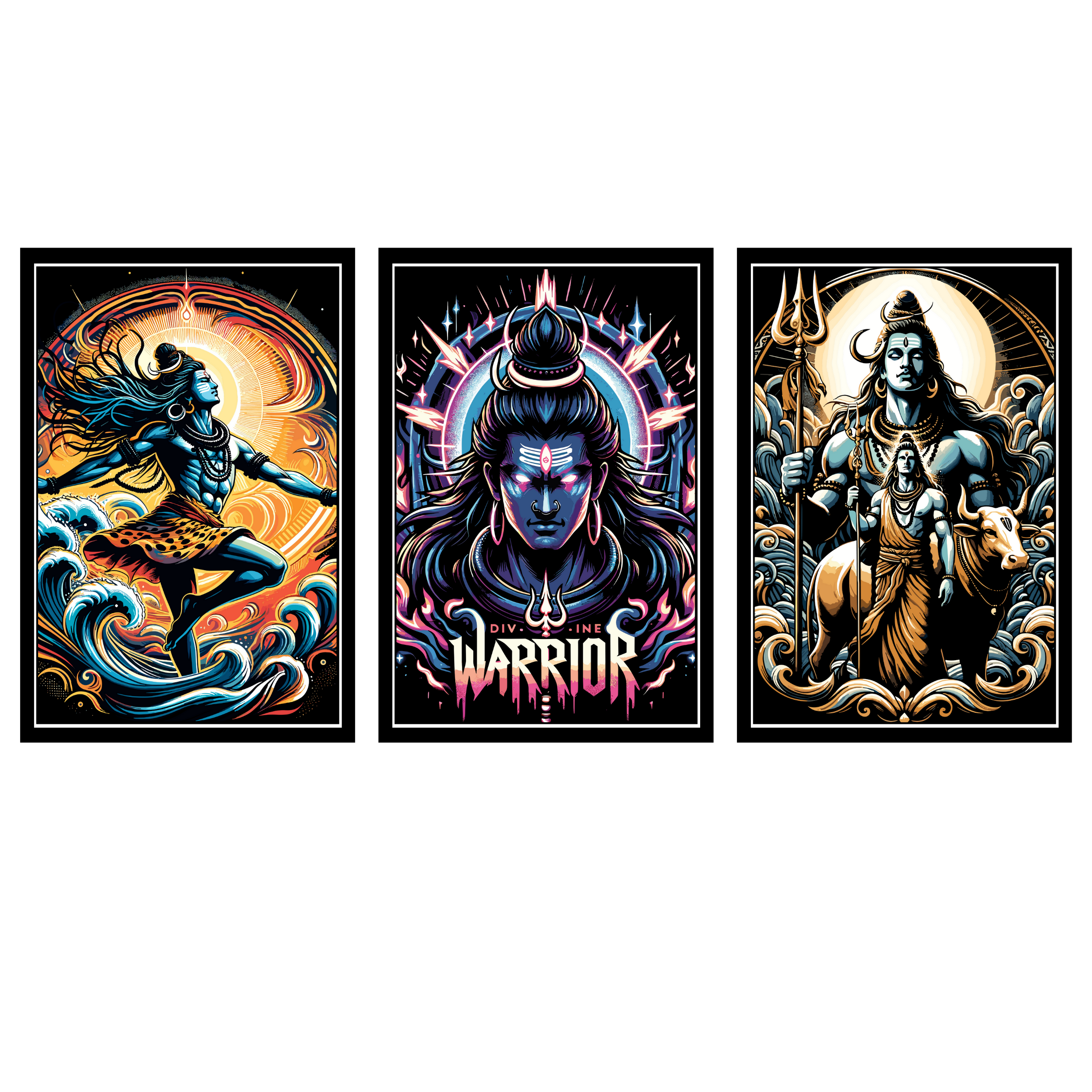 LORD SHIVA SET OF 3 FRAMES| PACK 4 | EACH FRAME "12X18" INCH