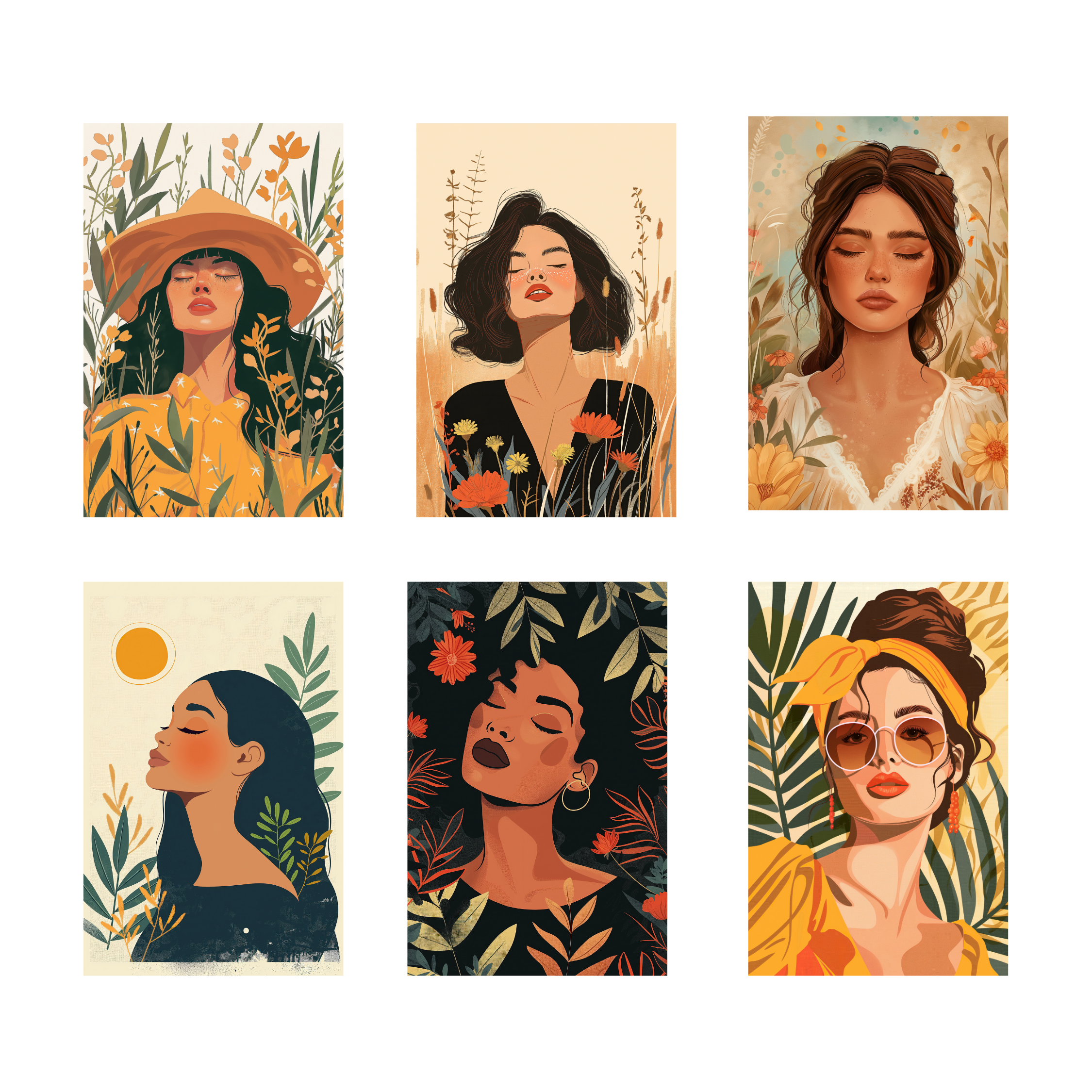 BOHO GIRLS  PACK OF 6 POSTERS SET 15