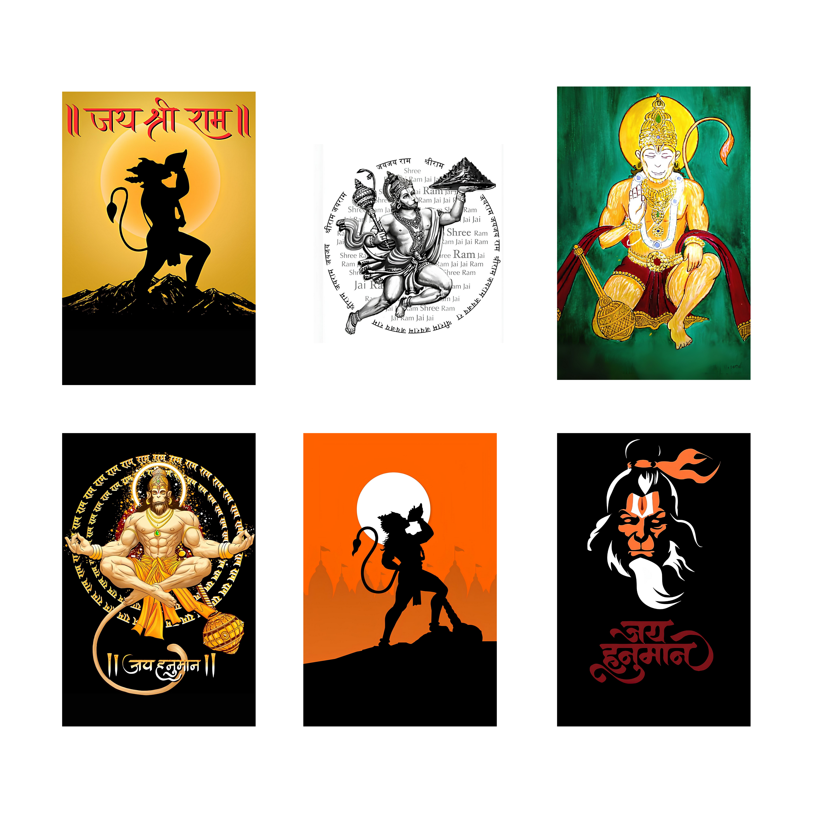 HANUMAN PACK OF 6 POSTERS SET 3