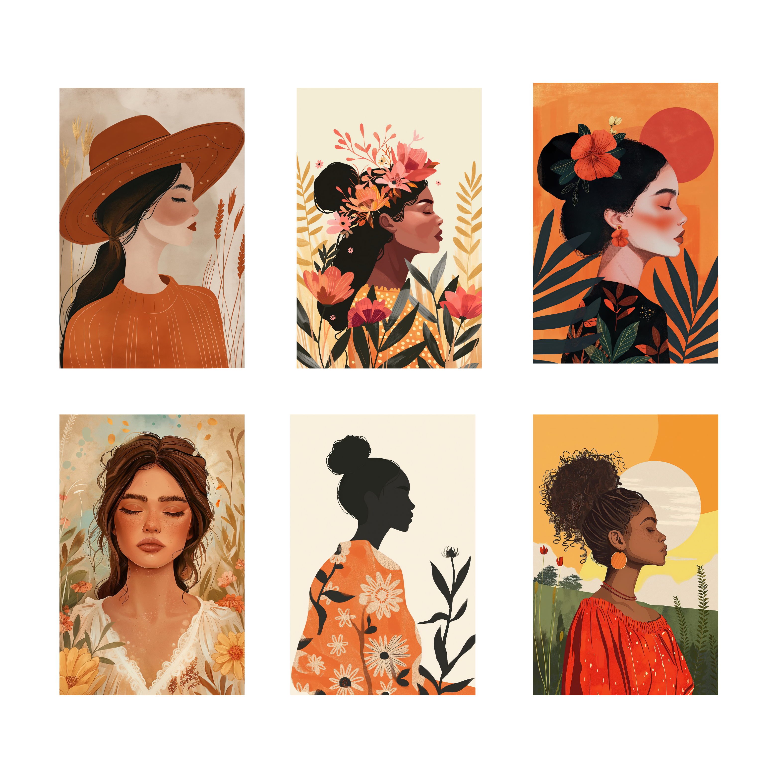 BOHO GIRLS  PACK OF 6 POSTERS SET 1