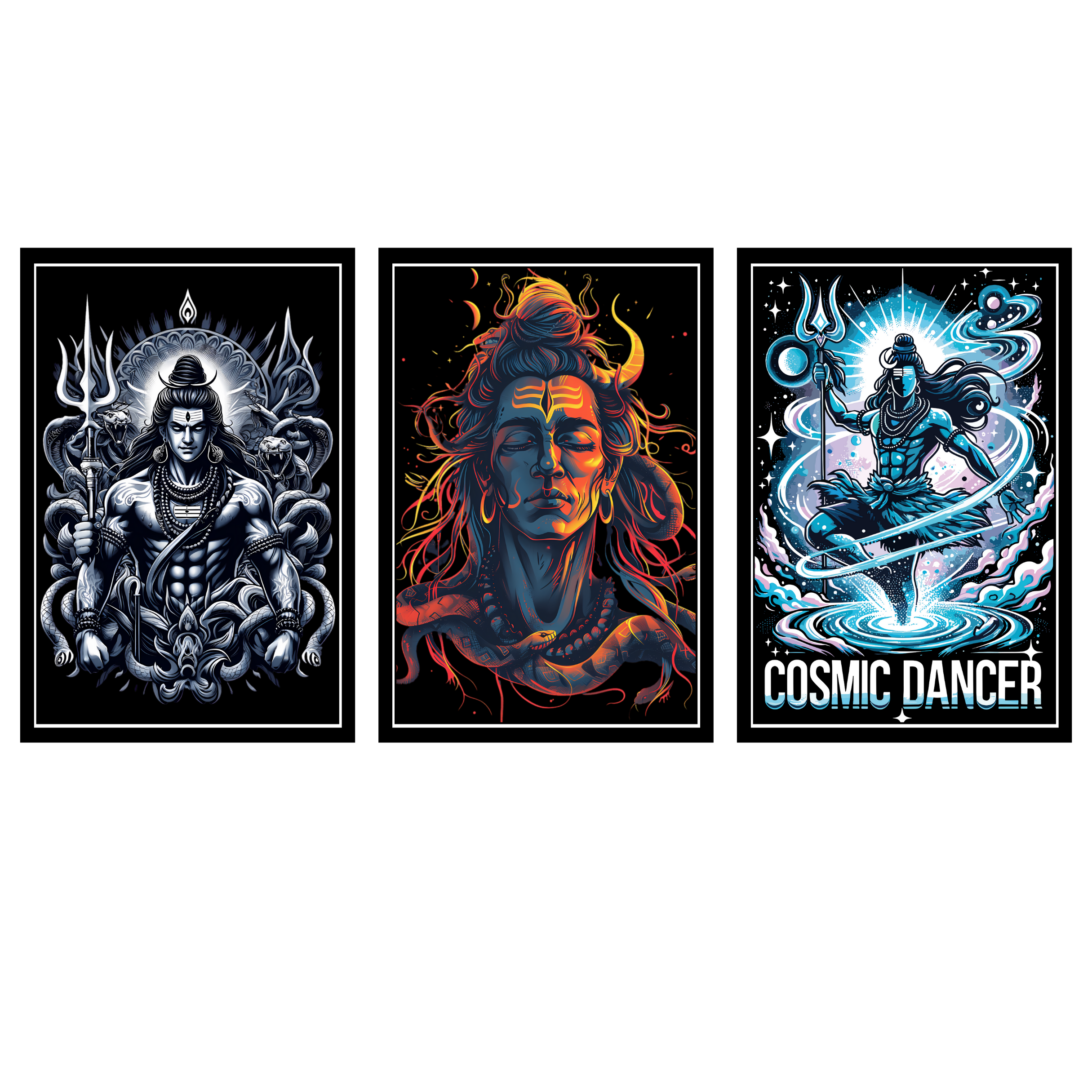 LORD SHIVA SET OF 3 FRAMES| PACK 2 | EACH FRAME "12X18" INCH