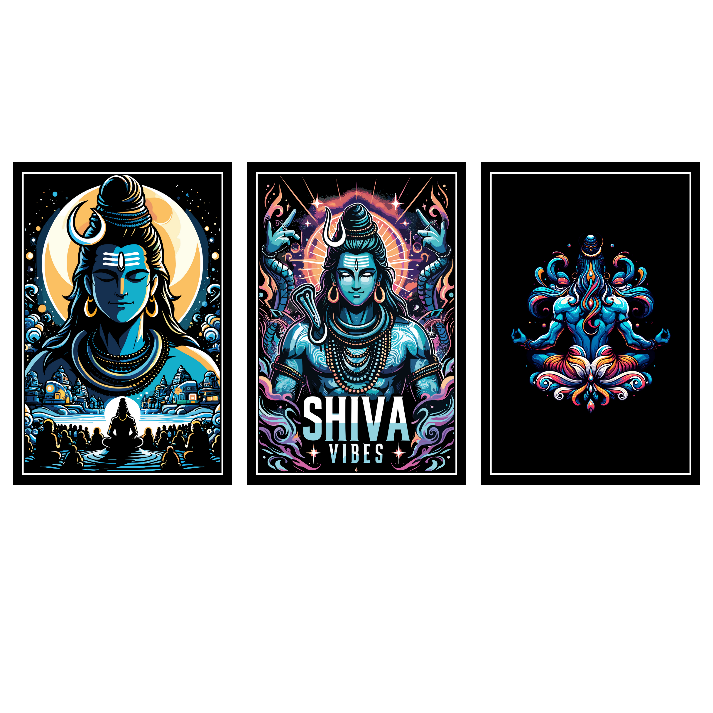 LORD SHIVA SET OF 3 FRAMES| PACK 8 | EACH FRAME "12X18" INCH