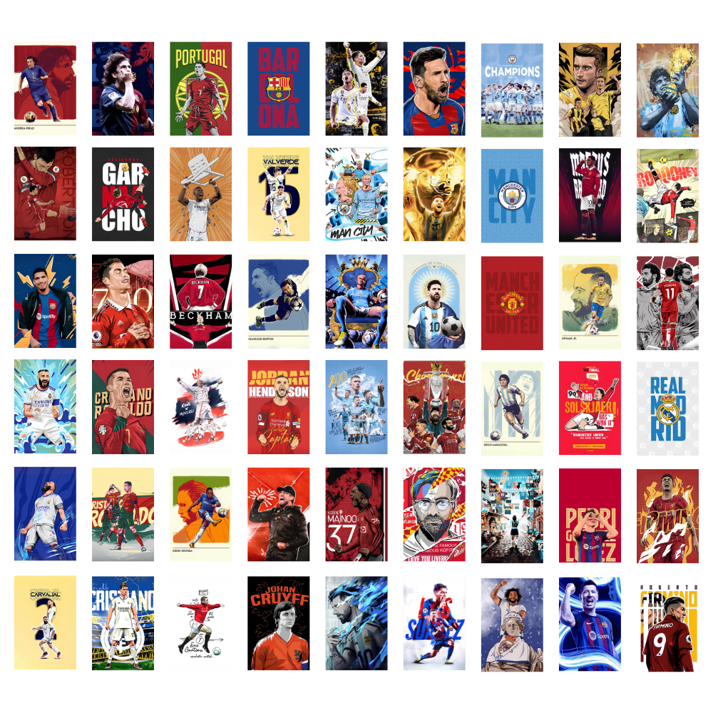 FOOTBALL PACK OF 54 POSTERS| EACH POSTER "4X6" INCHES