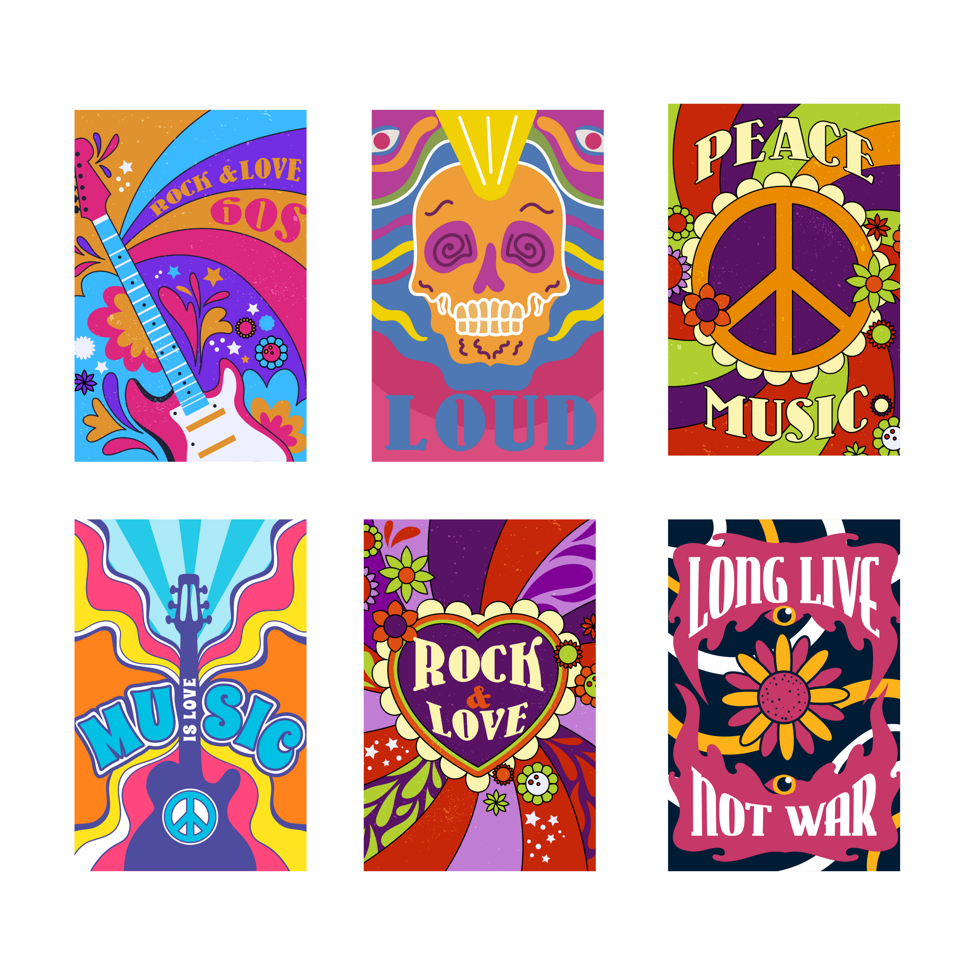 PSYCHEDELIC PACK OF 6 POSTERS SET 2