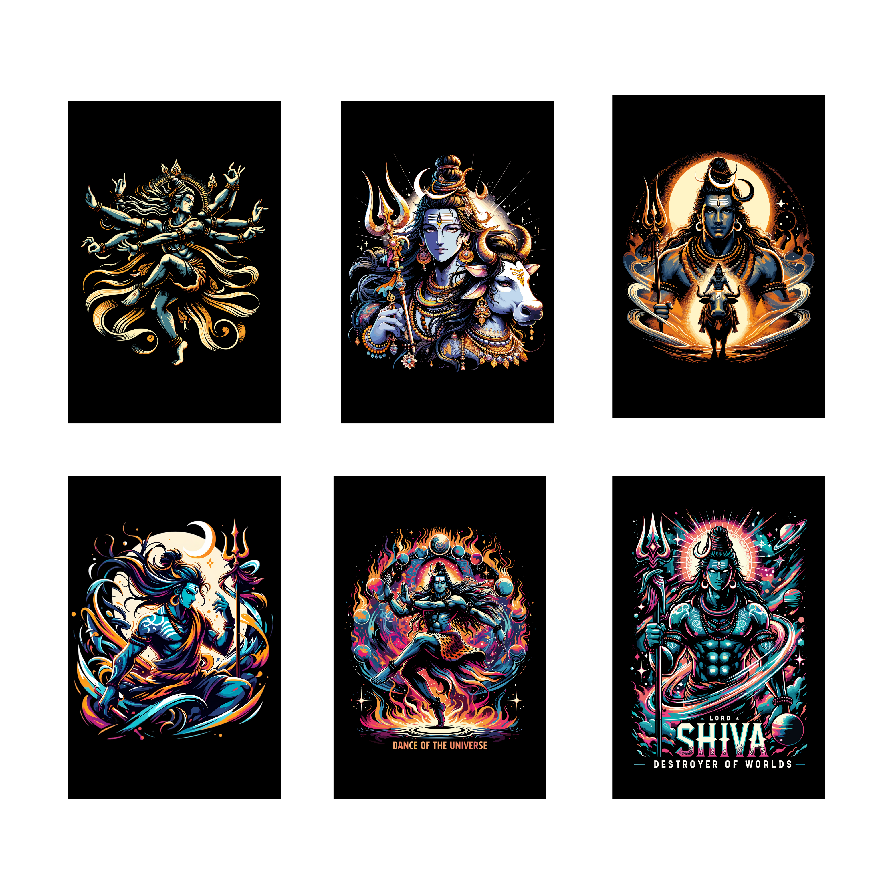 SHIVA PACK OF 6 POSTERS SET 6