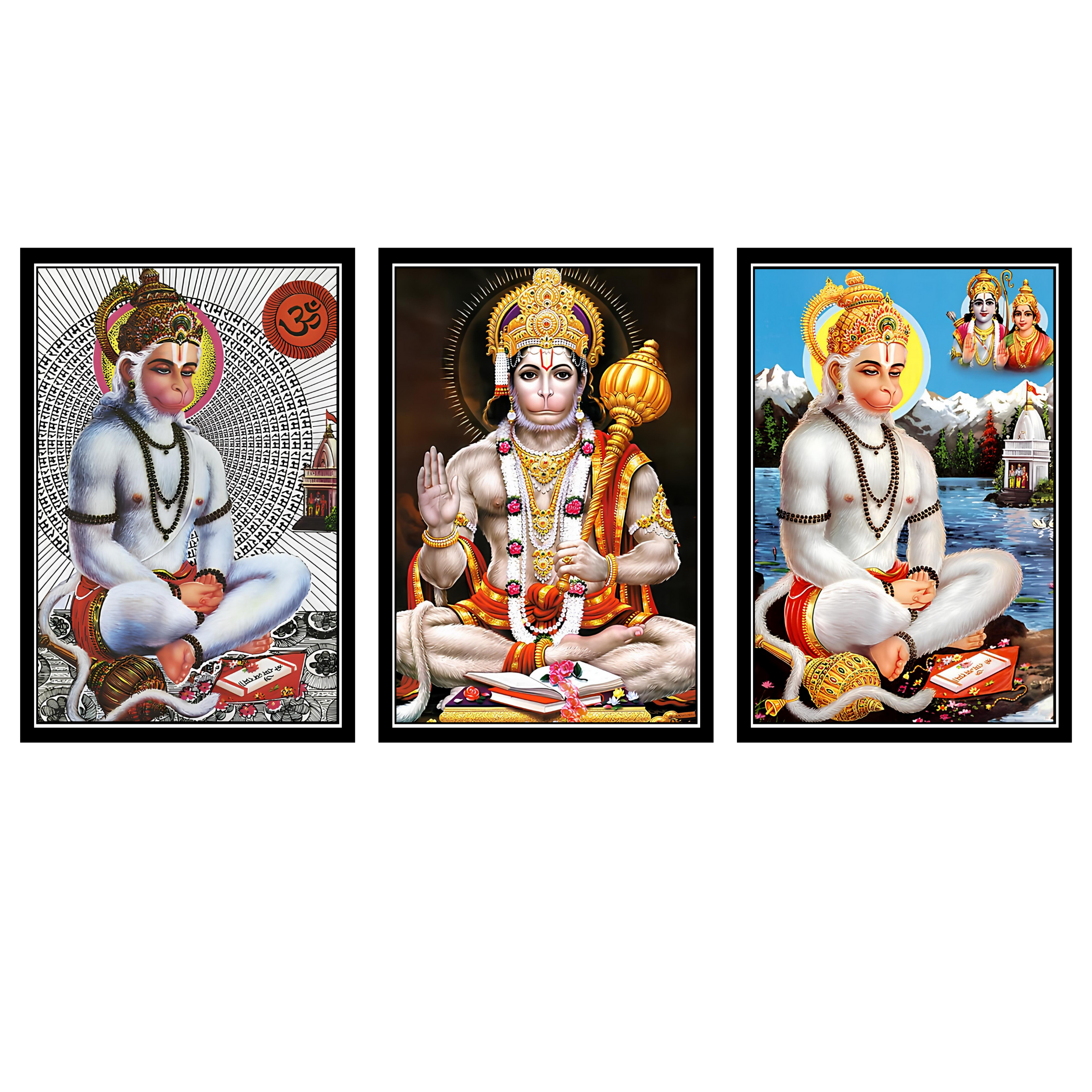 HANUMAN JI  SET OF 3 FRAMES| PACK 11 | EACH FRAME "12X18" INCH