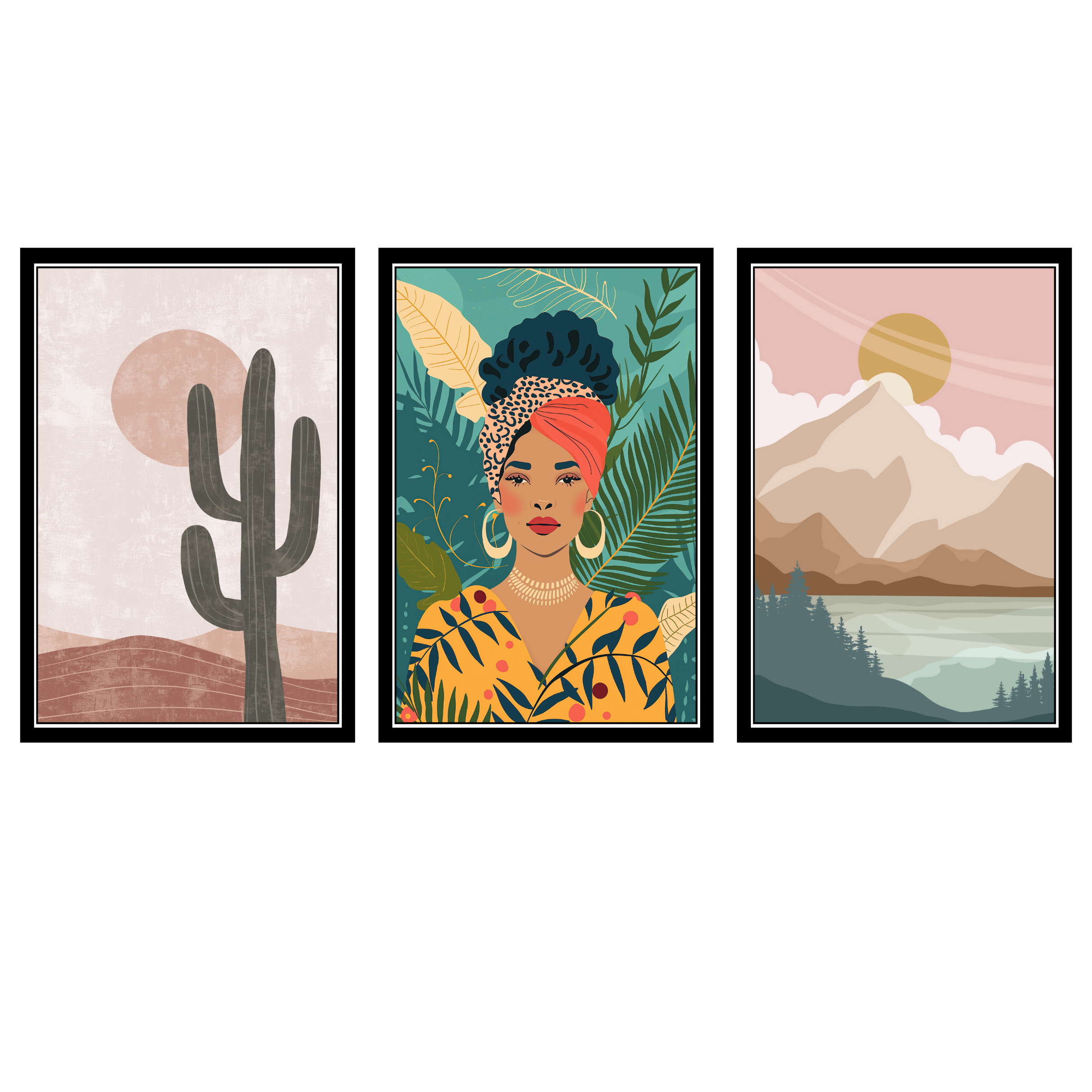 BOHO SET OF 3 FRAMES| PACK 1 | EACH FRAME "12X18" INCH