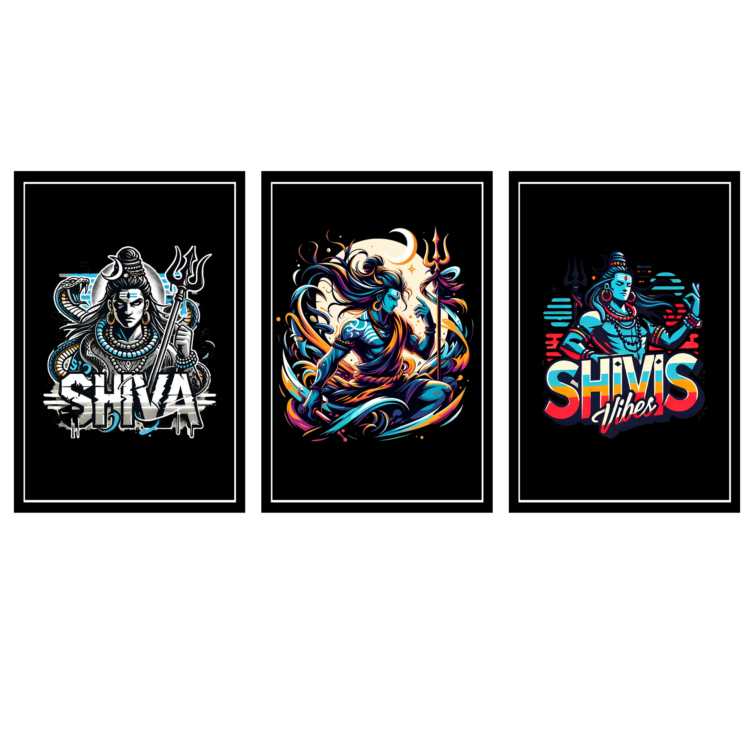 LORD SHIVA SET OF 3 FRAMES| PACK 15 | EACH FRAME "12X18" INCH