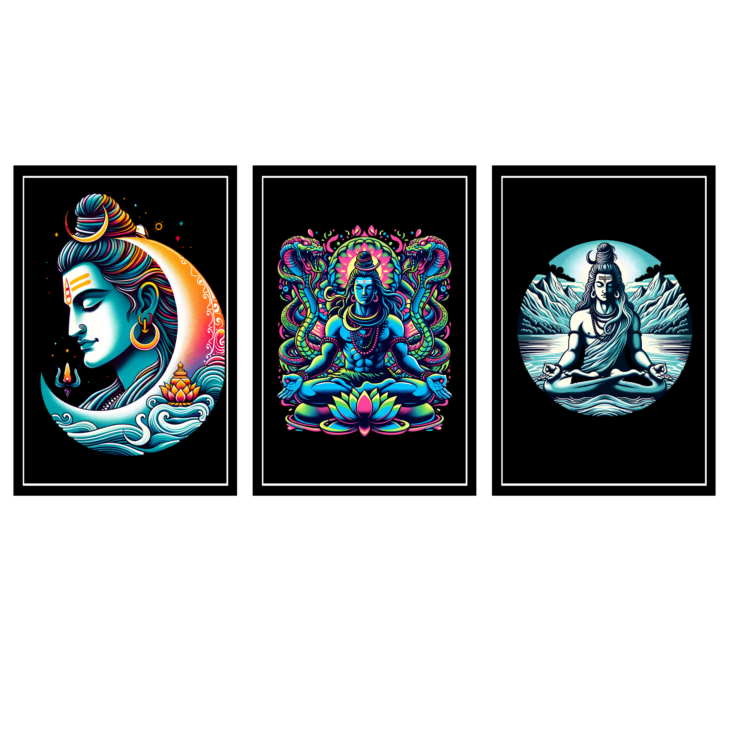 LORD SHIVA SET OF 3 FRAMES| PACK 13 | EACH FRAME "12X18" INCH