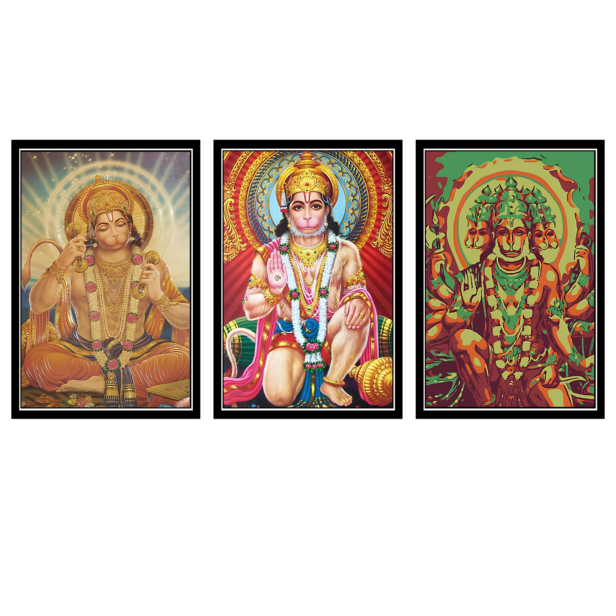 HANUMAN JI  SET OF 3 FRAMES| PACK 13 | EACH FRAME "12X18" INCH