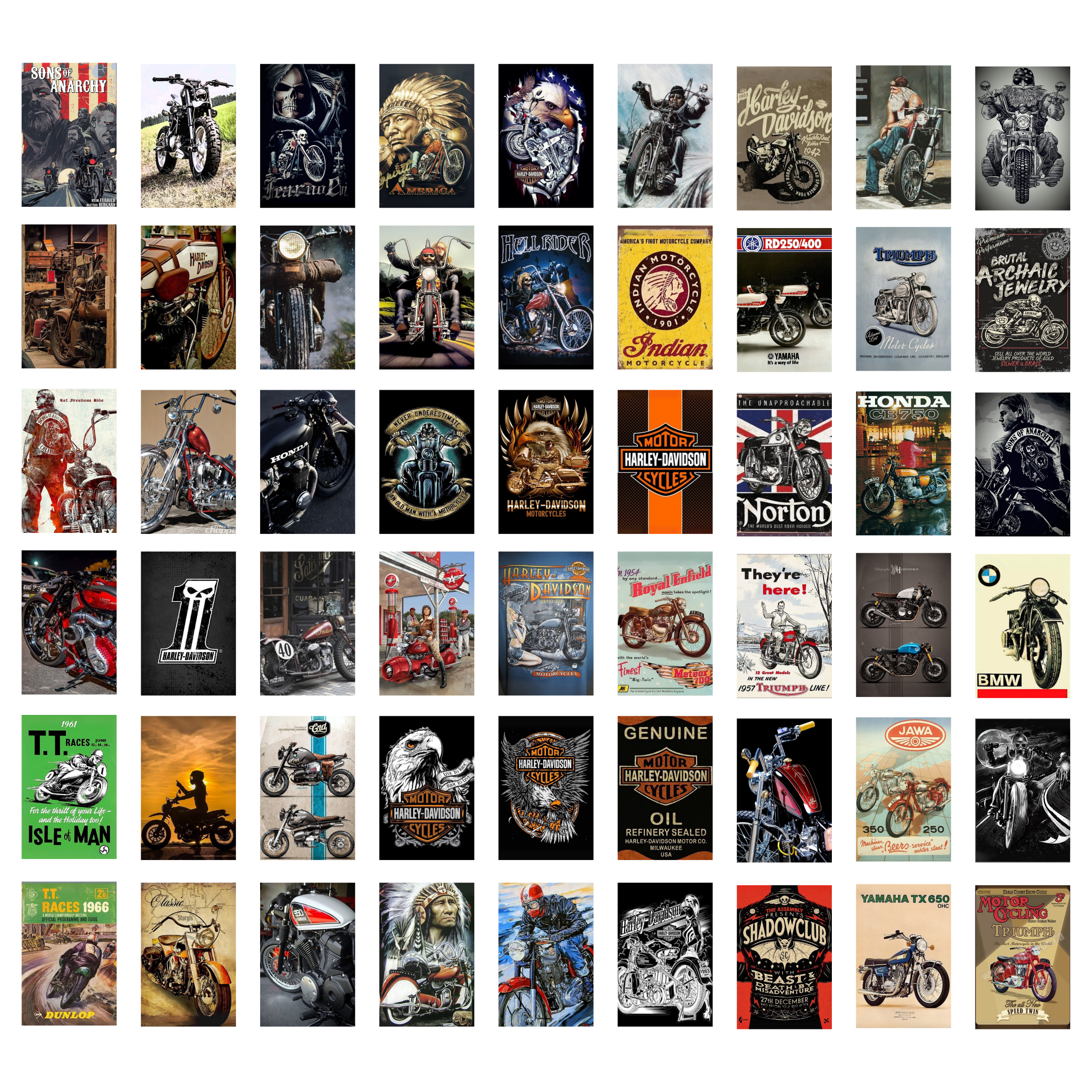 BIKES PACK OF 54 POSTERS| EACH POSTER "4X6" INCHES
