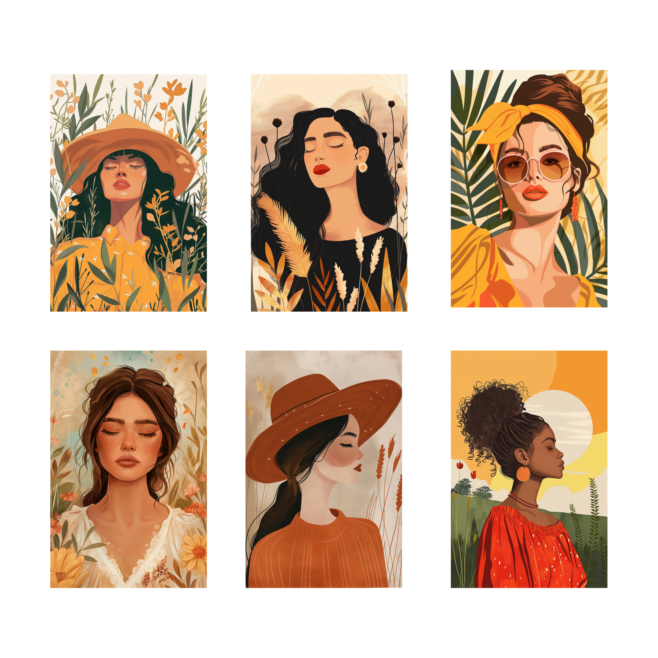 BOHO GIRLS  PACK OF 6 POSTERS SET 6
