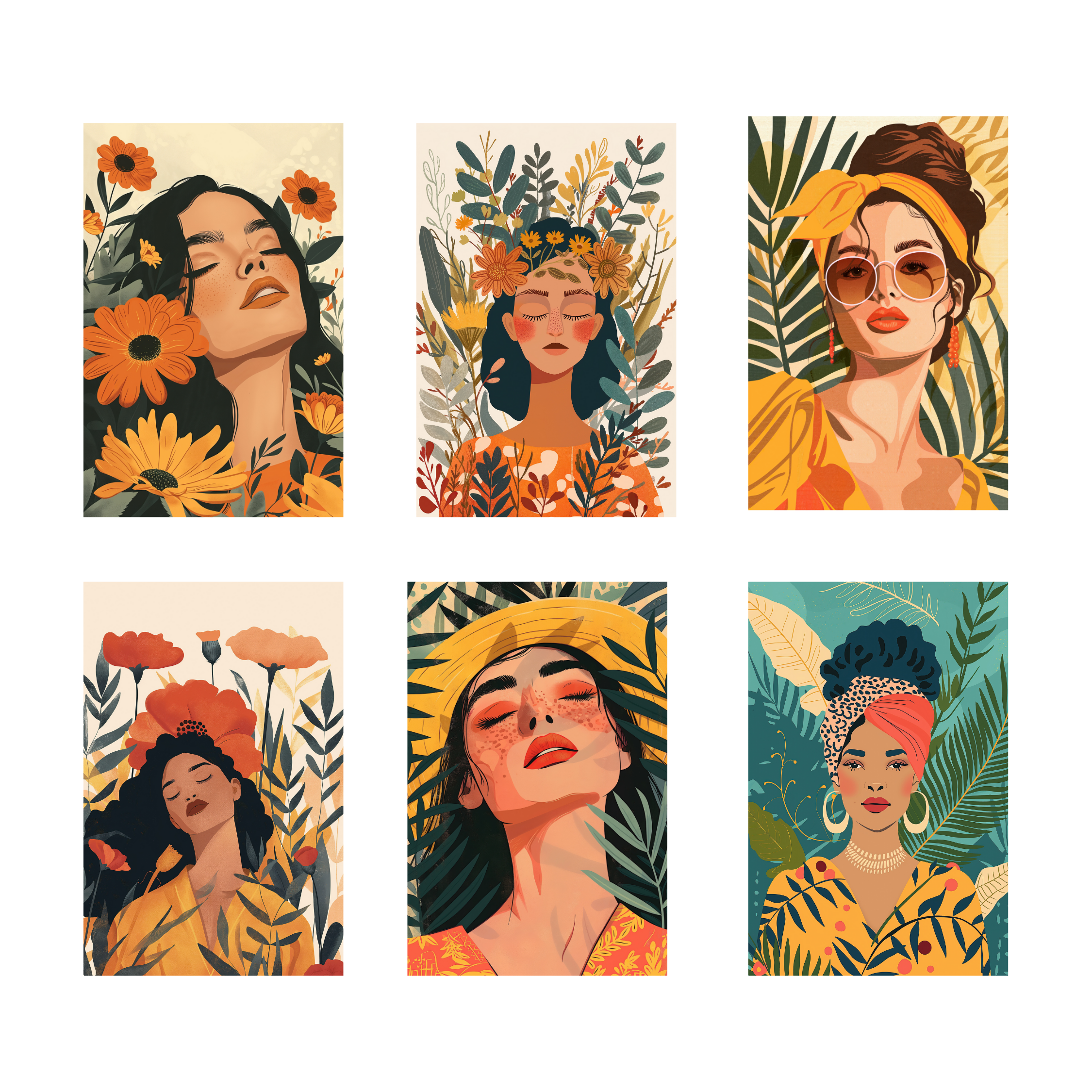 BOHO GIRLS  PACK OF 6 POSTERS SET 2
