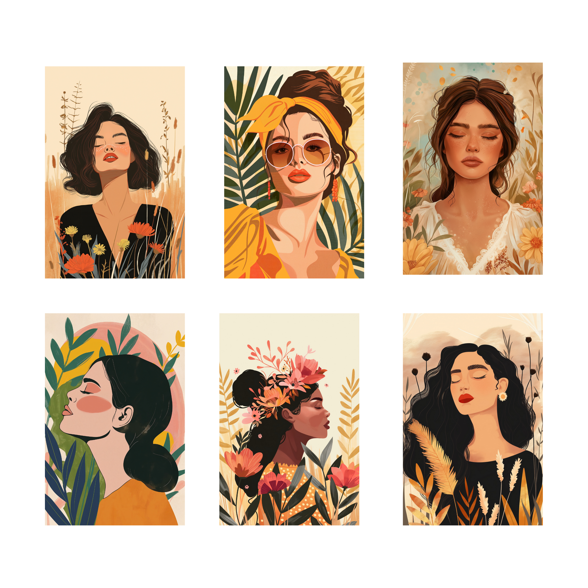 BOHO GIRLS  PACK OF 6 POSTERS SET 8