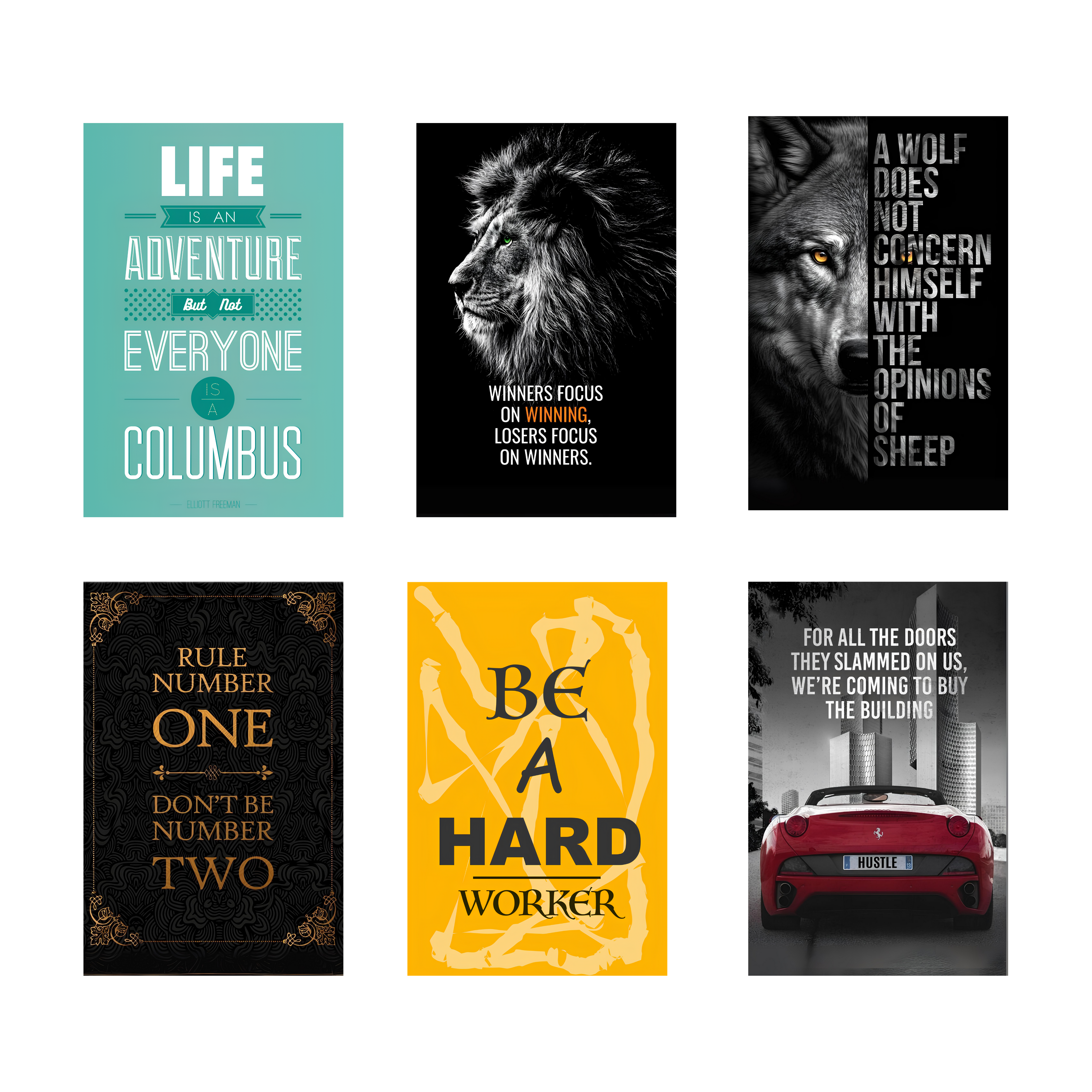 MOTIVATIONAL PACK OF 6 POSTERS SET 7