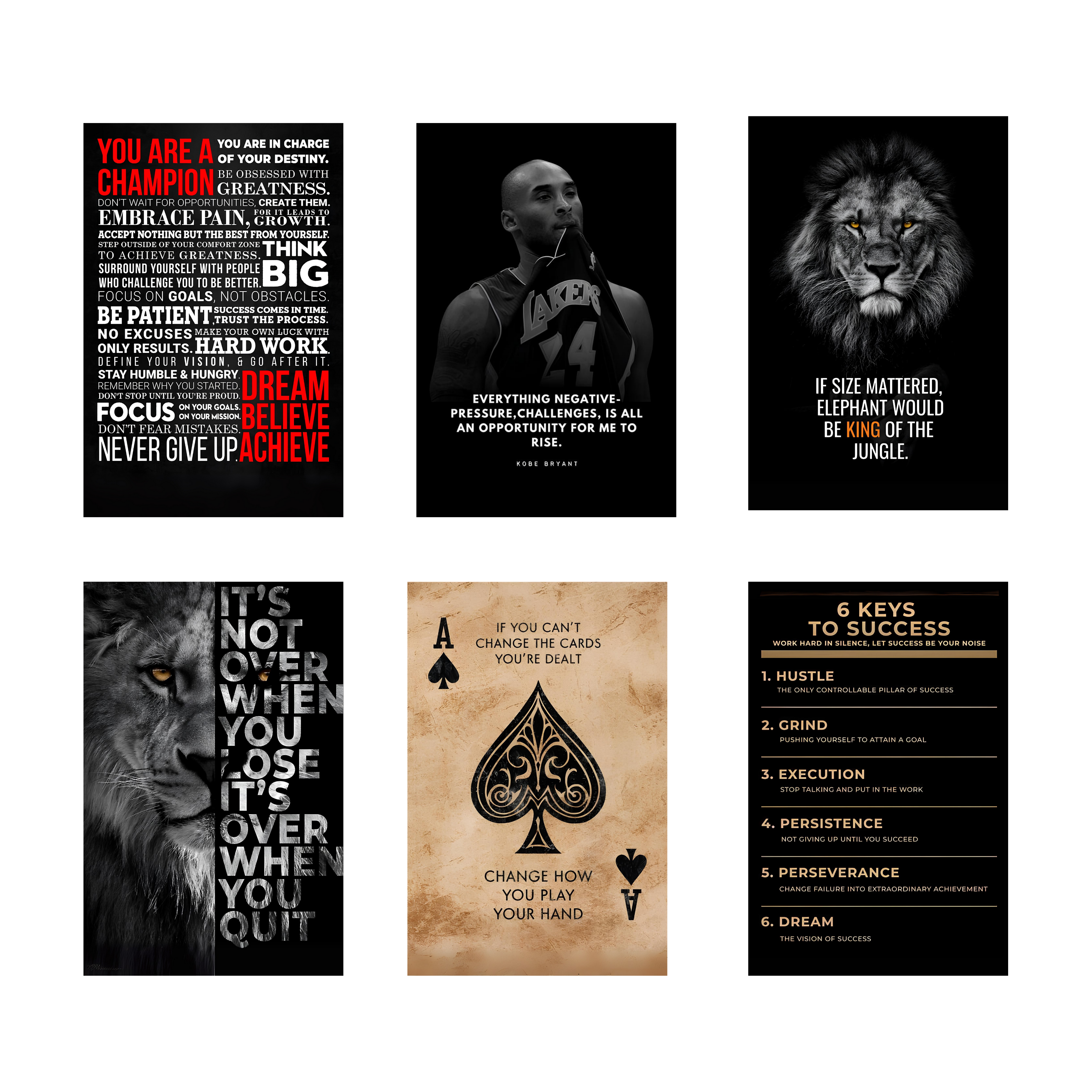 MOTIVATIONAL PACK OF 6 POSTERS SET 1
