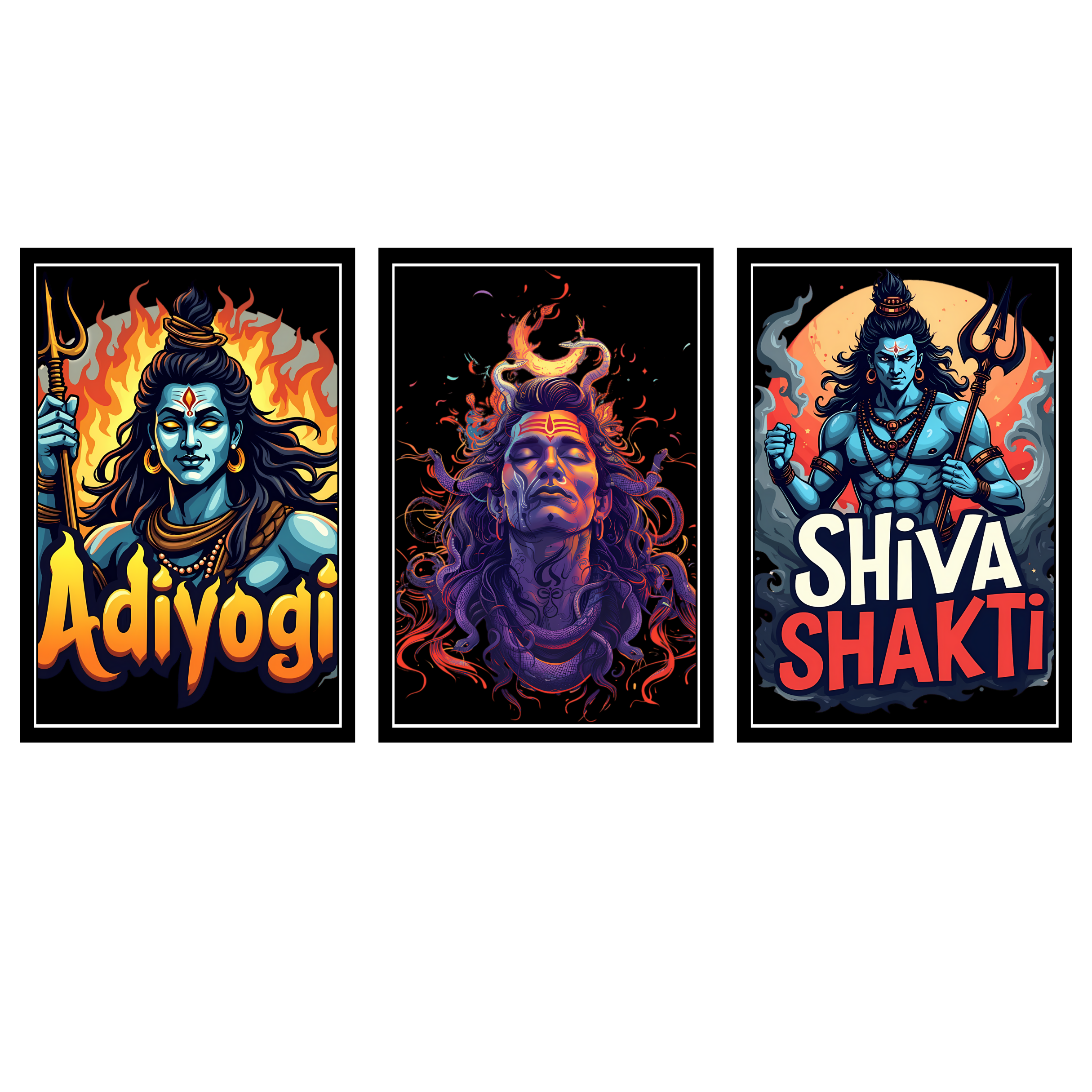 LORD SHIVA SET OF 3 FRAMES| PACK 1 | EACH FRAME "12X18" INCH