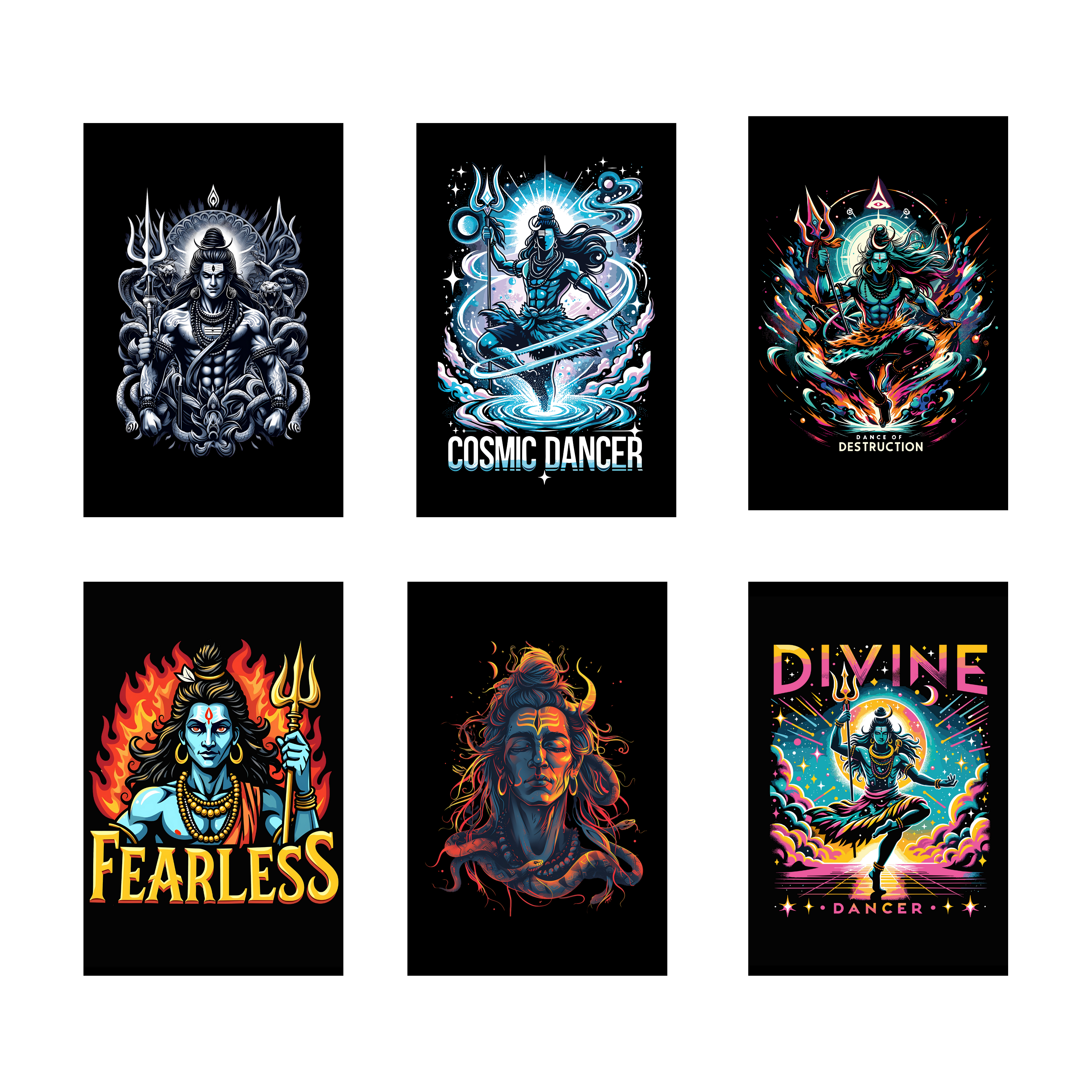 SHIVA PACK OF 6 POSTERS SET 8